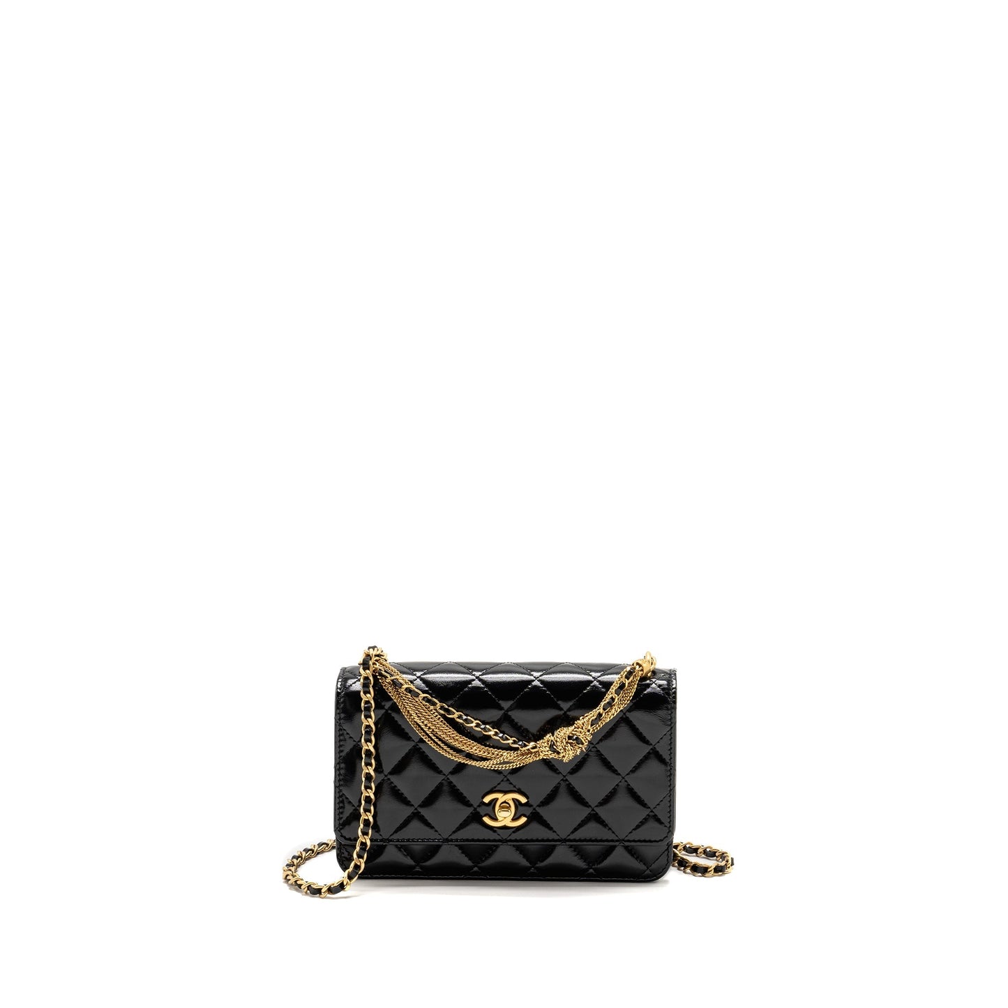 Chanel 24A Wallet On Chain Shiny Calfskin Black  (Microchip)