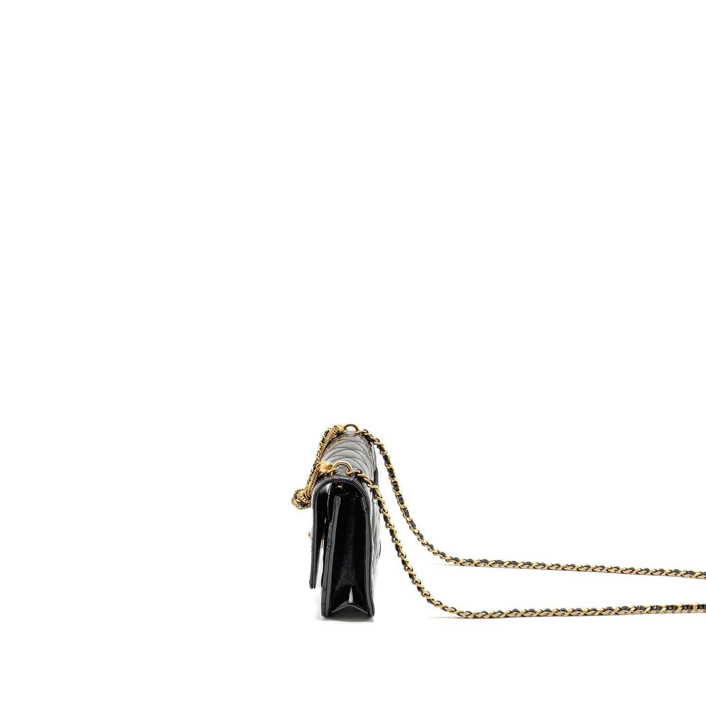 Chanel 24A Wallet On Chain Shiny Calfskin Black  (Microchip)