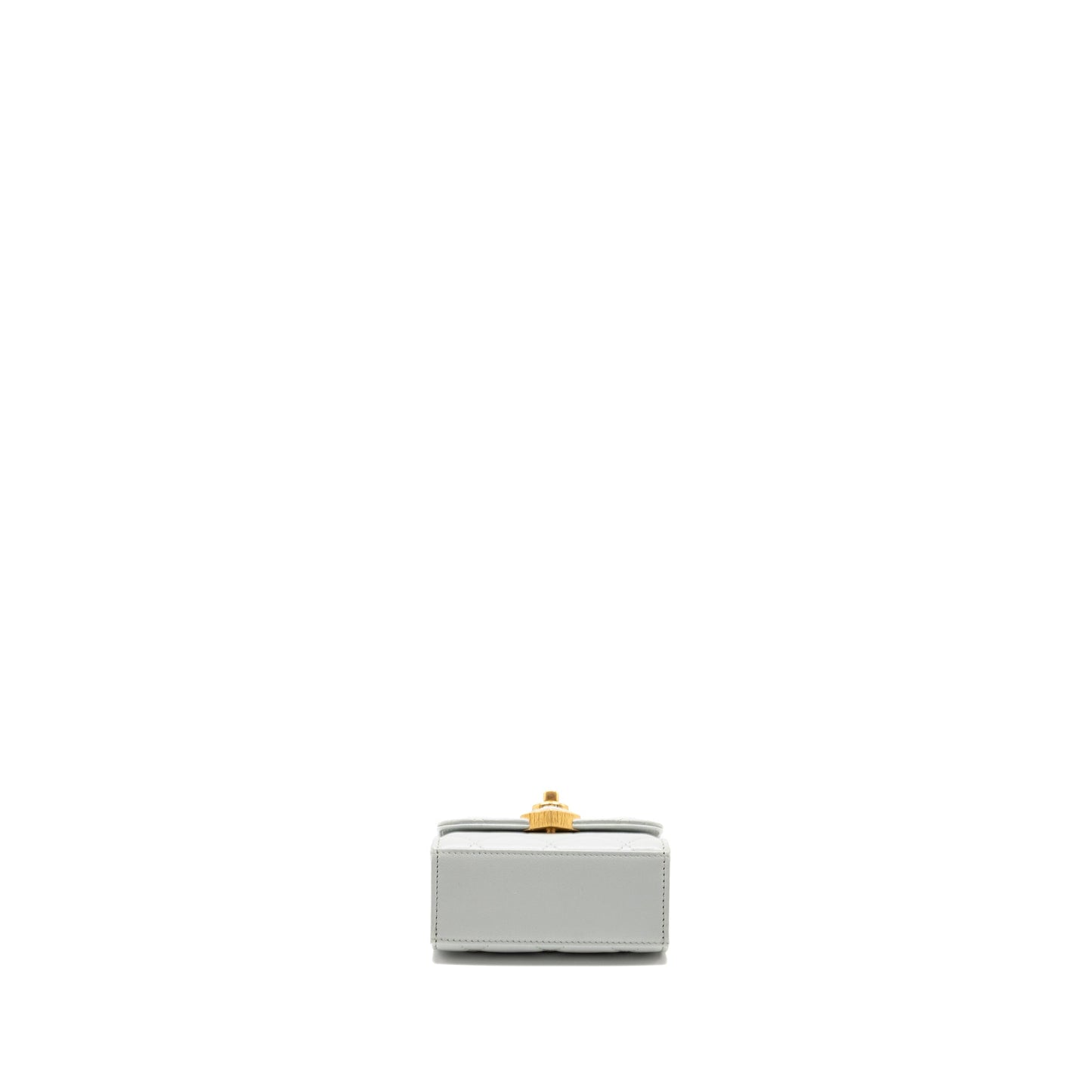CHANEL CC Enamel Heart Mini Flap Clutch With Chain Lambskin Light Grey