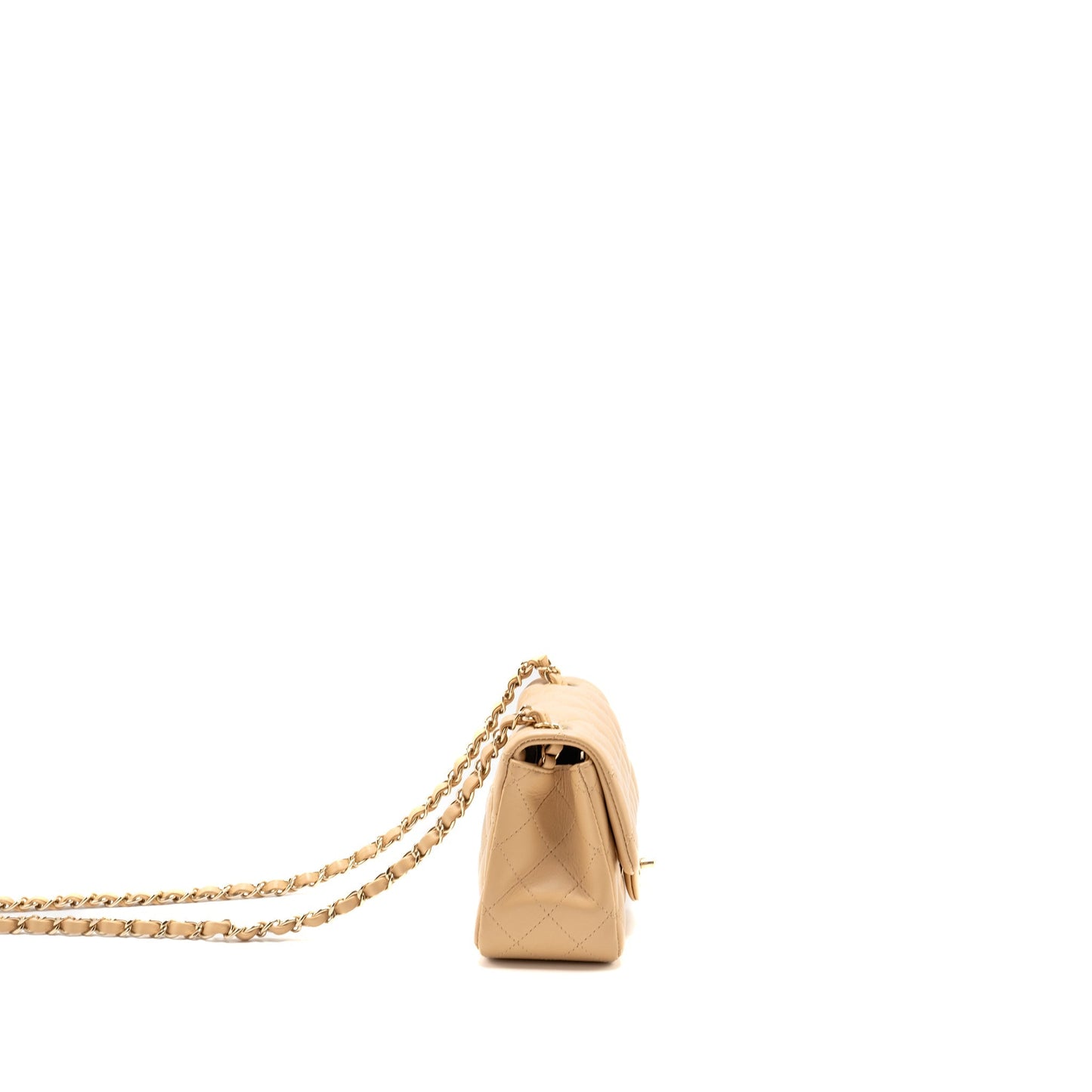 Chanel Mini Square Flap Bag Lambskin Beige L (Microchip)