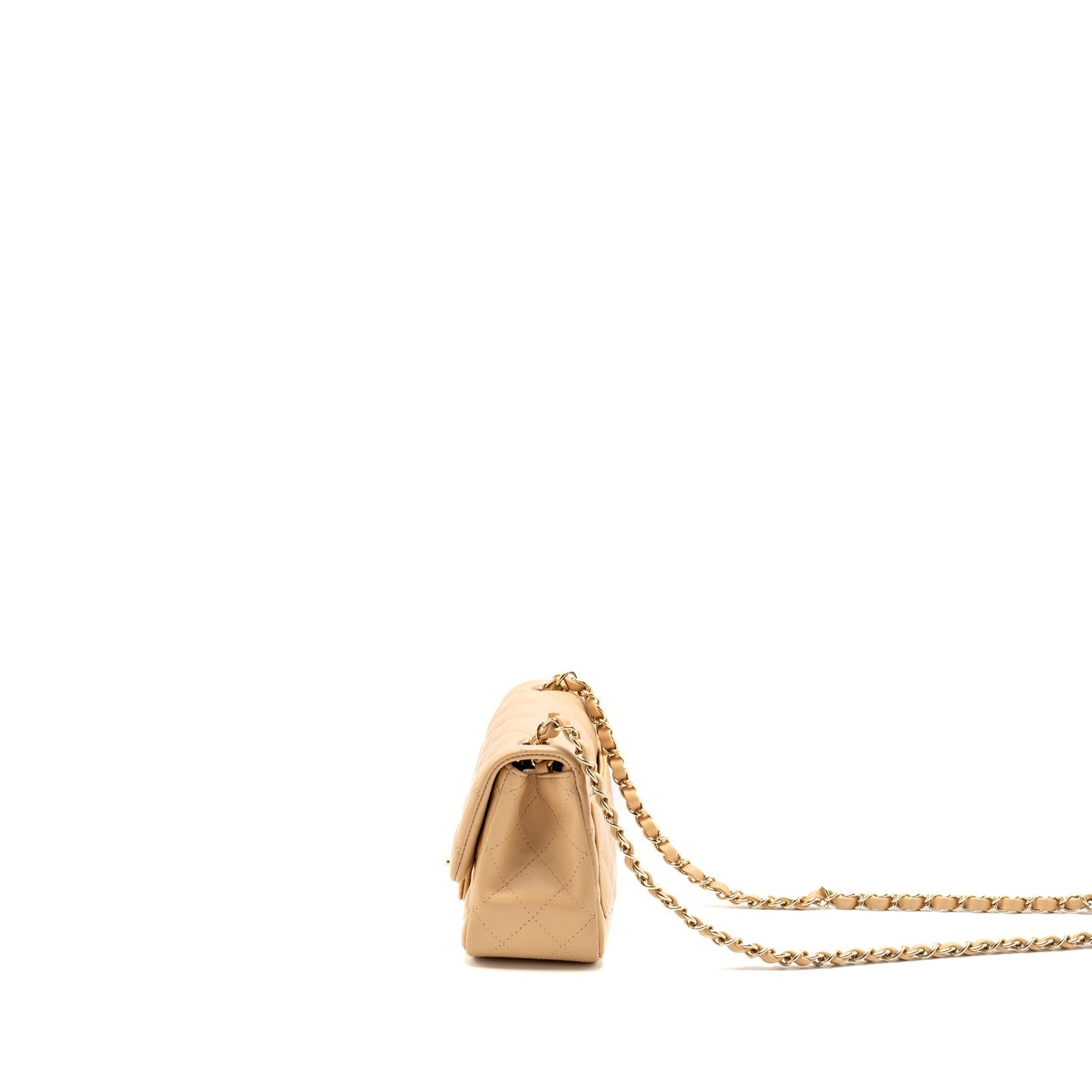 Chanel Mini Square Flap Bag Lambskin Beige L (Microchip)
