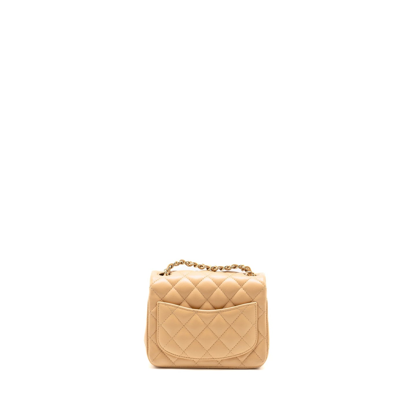 Chanel Mini Square Flap Bag Lambskin Beige L (Microchip)