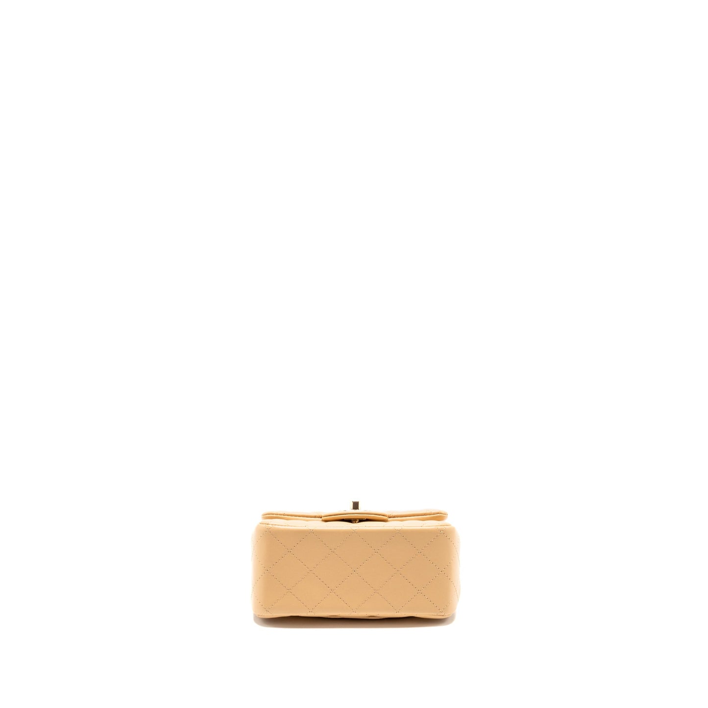 Chanel Mini Square Flap Bag Lambskin Beige L (Microchip)