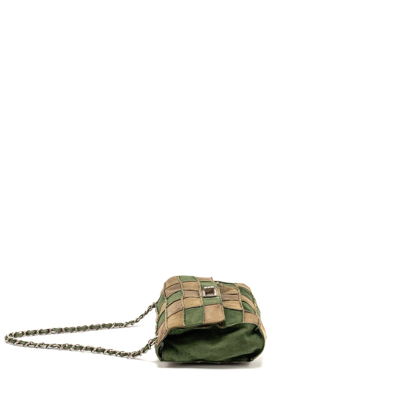 Chanel 2.55 Patchwork Single Flap Bag Suede Dark Green