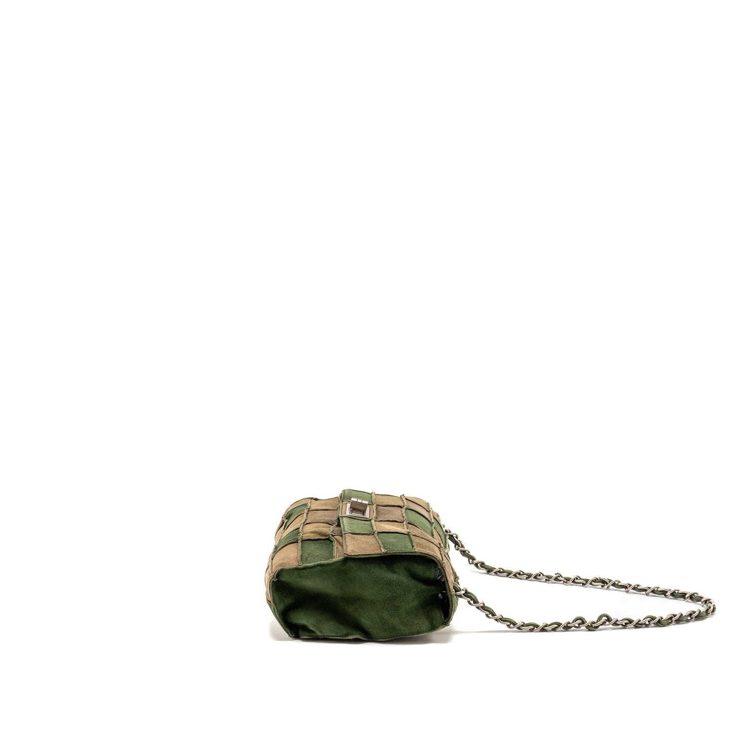 Chanel 2.55 Patchwork Single Flap Bag Suede Dark Green