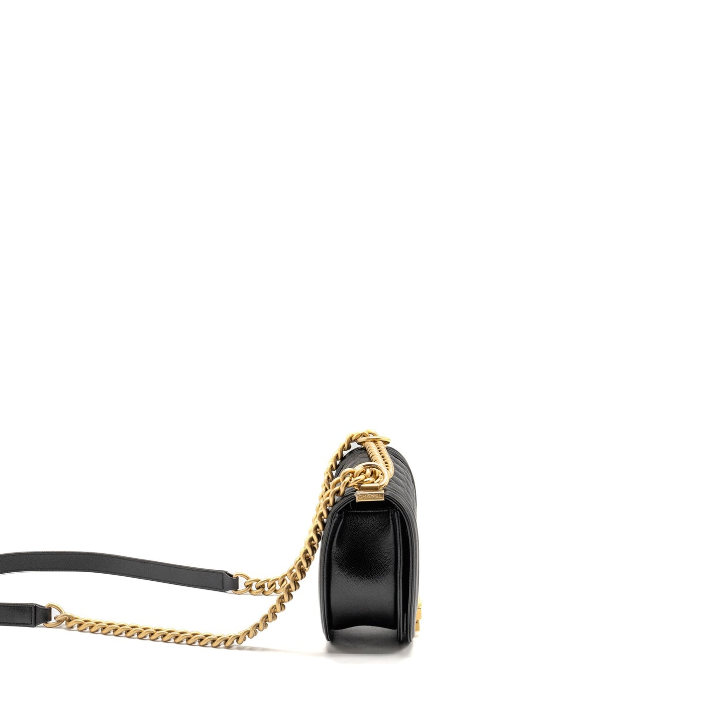 Chanel 22A Round Boy Messenger Bag Caviar Black  (Microchip)