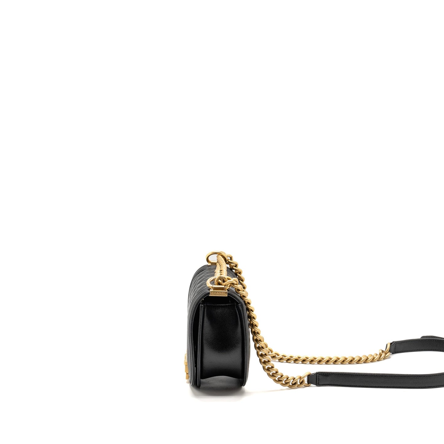 Chanel 22A Round Boy Messenger Bag Caviar Black  (Microchip)
