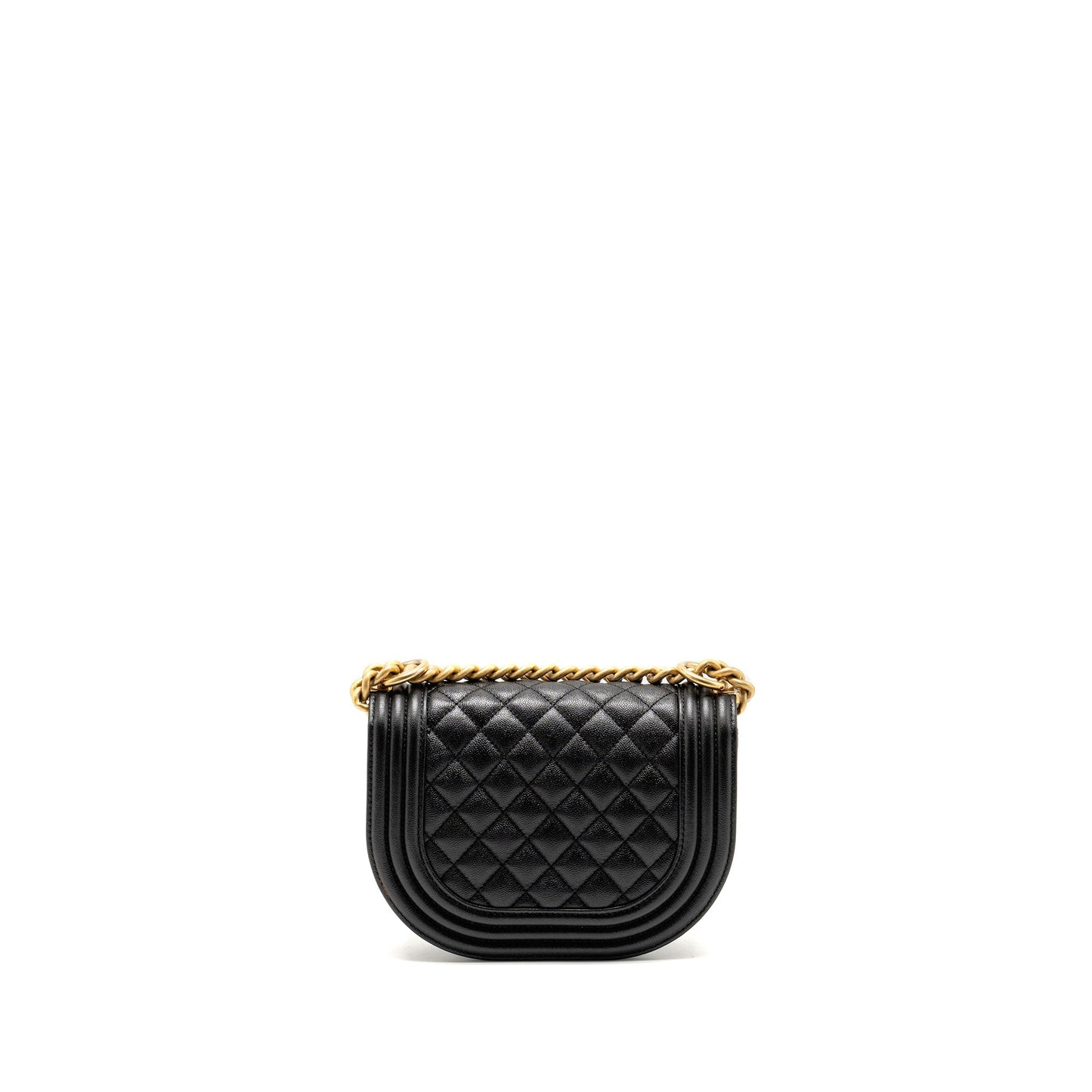 Chanel 22A Round Boy Messenger Bag Caviar Black  (Microchip)