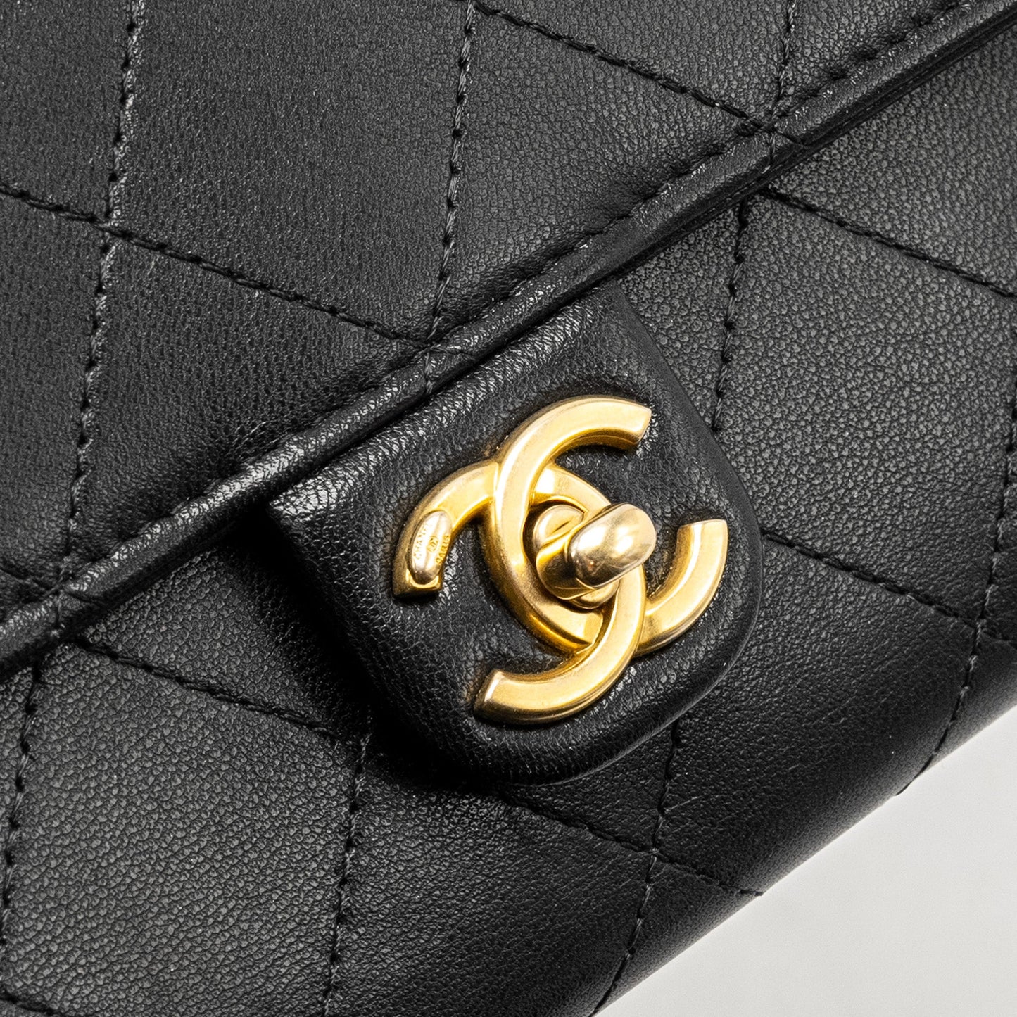 Chanel Quilted Pearl Long Wallet on Chain Goatskin Black