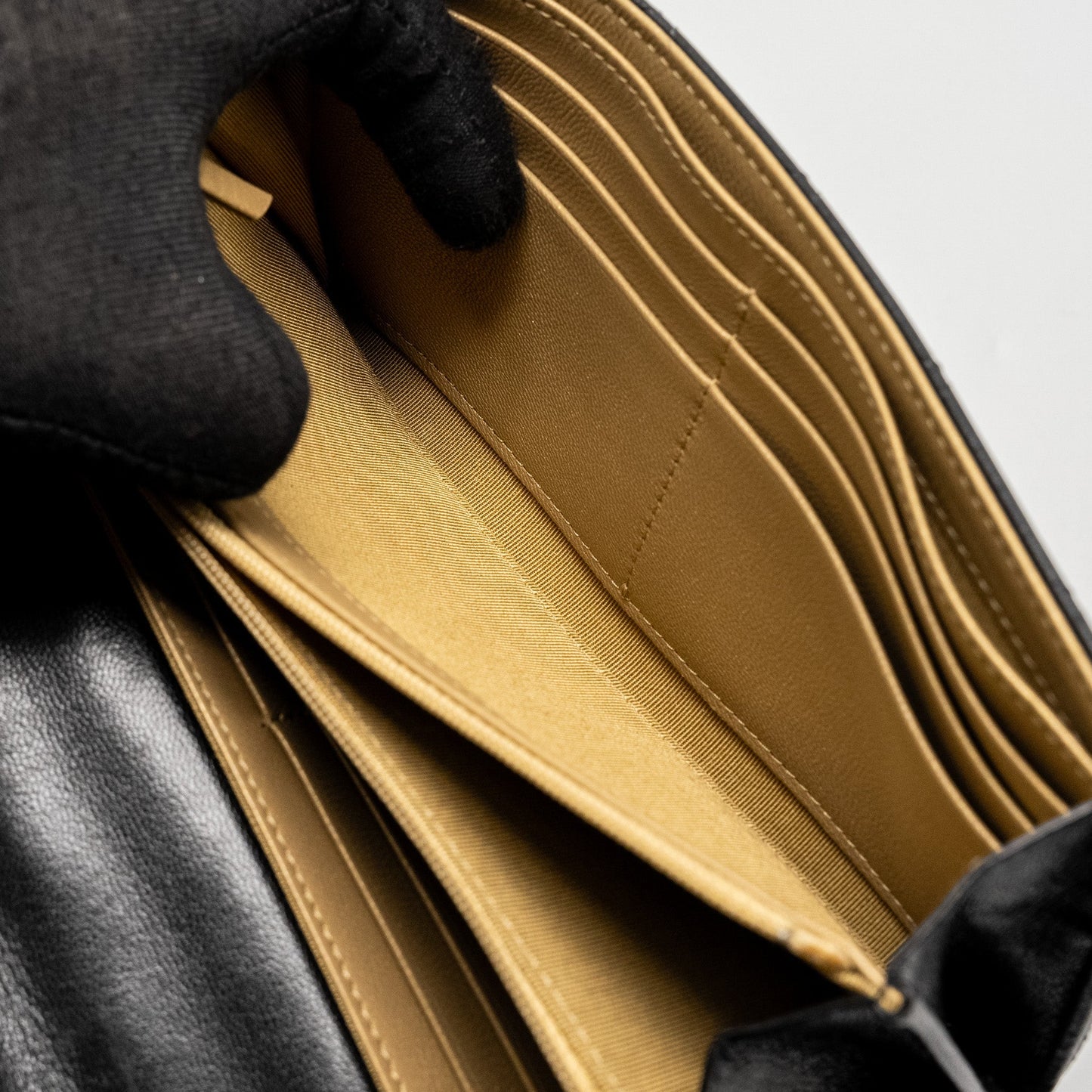 Chanel Quilted Pearl Long Wallet on Chain Goatskin Black