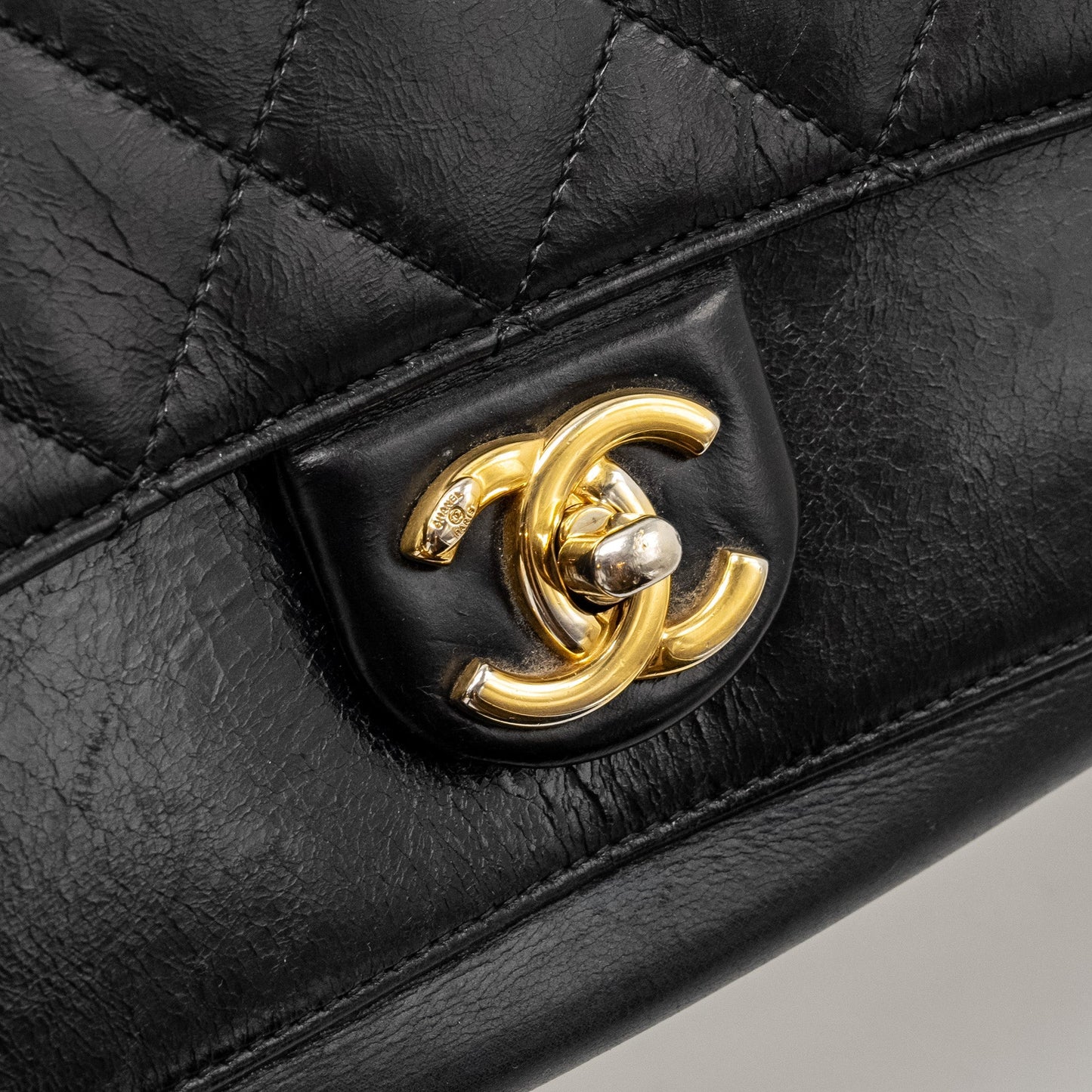 Chanel Quilted Flap Bag with Giant Chain Handle Calfskin Black
