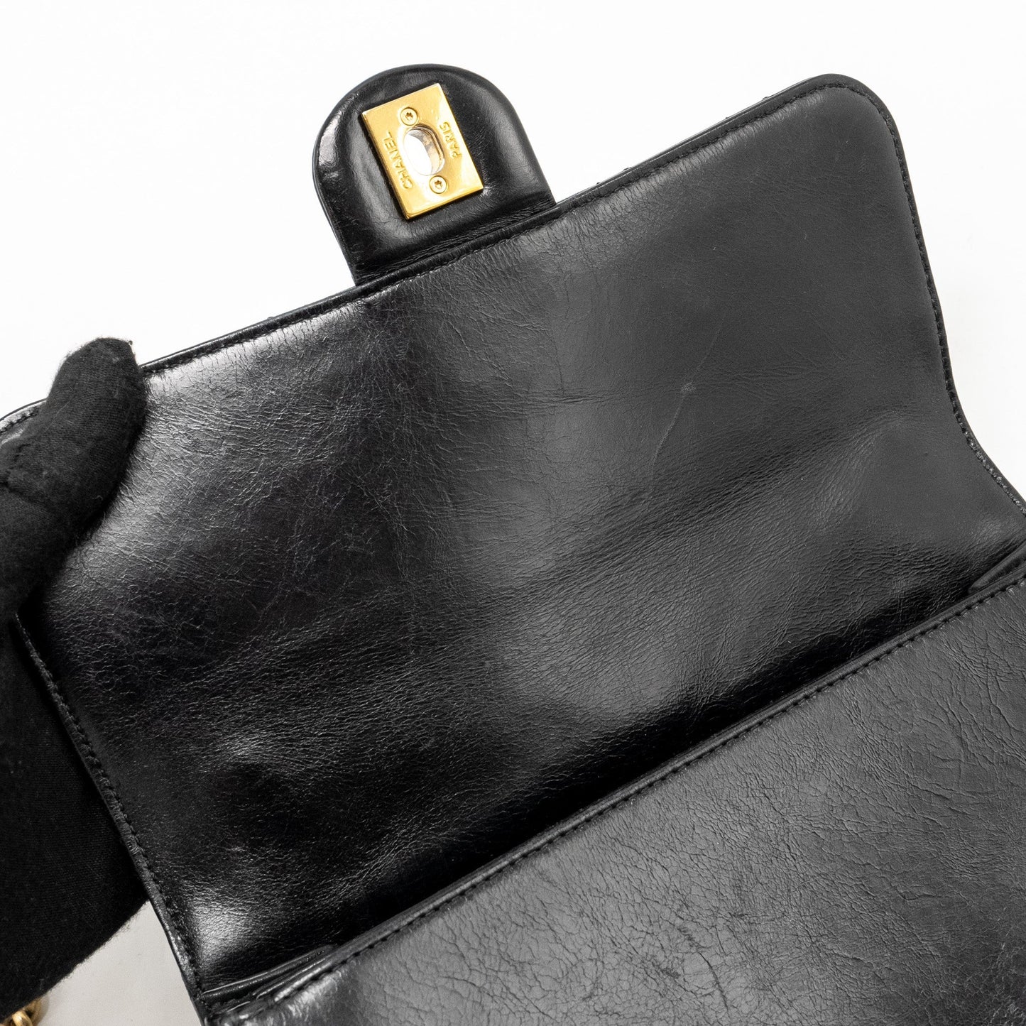 Chanel Quilted Flap Bag with Giant Chain Handle Calfskin Black