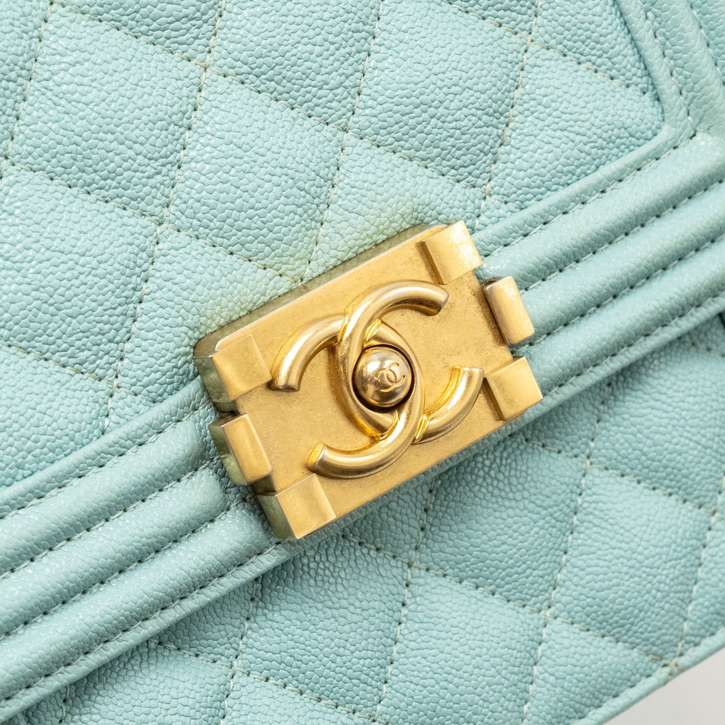 Chanel North South Boy Bag Caviar Light Blue