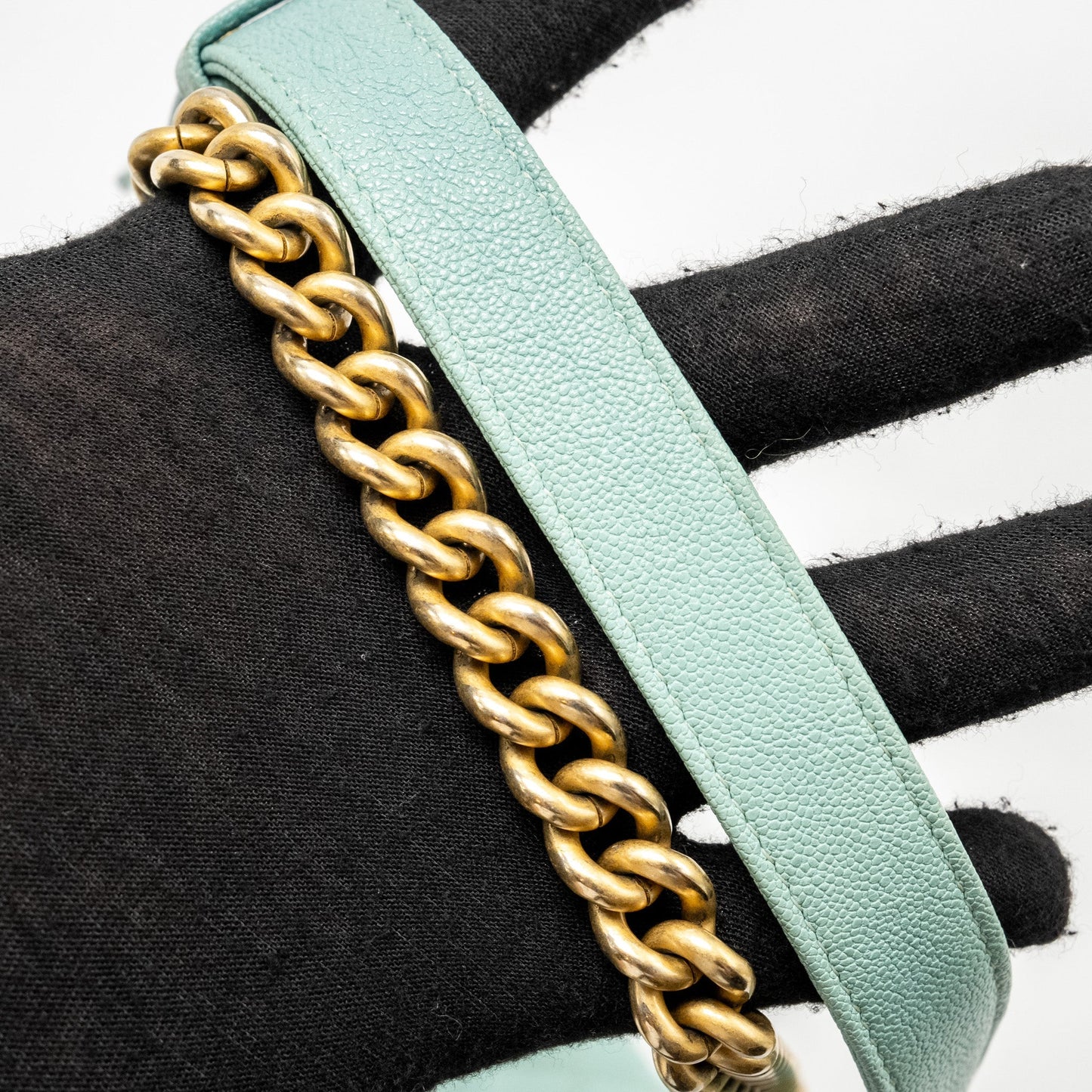 Chanel North South Boy Bag Caviar Light Blue