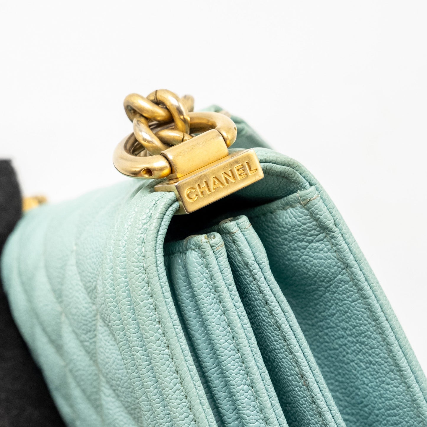 Chanel North South Boy Bag Caviar Light Blue