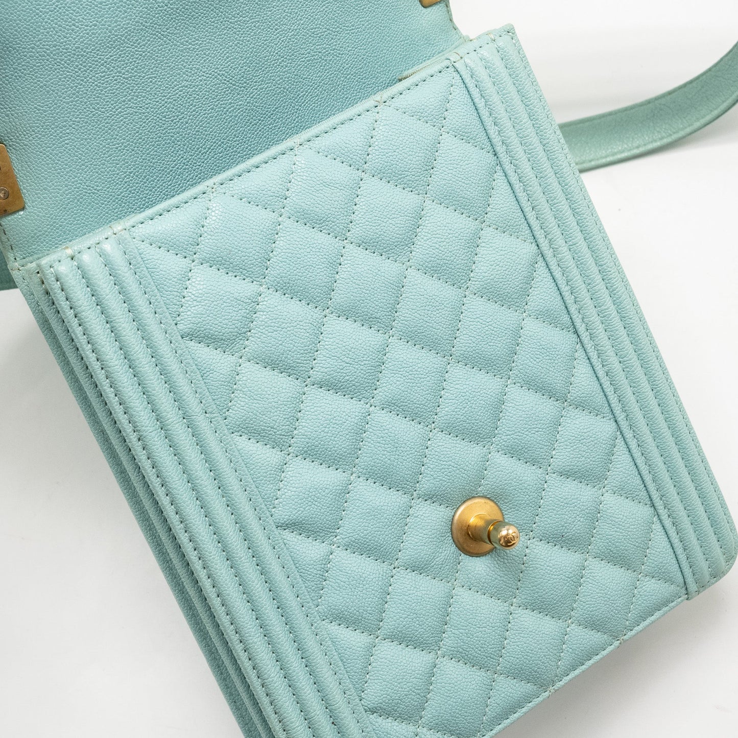 Chanel North South Boy Bag Caviar Light Blue