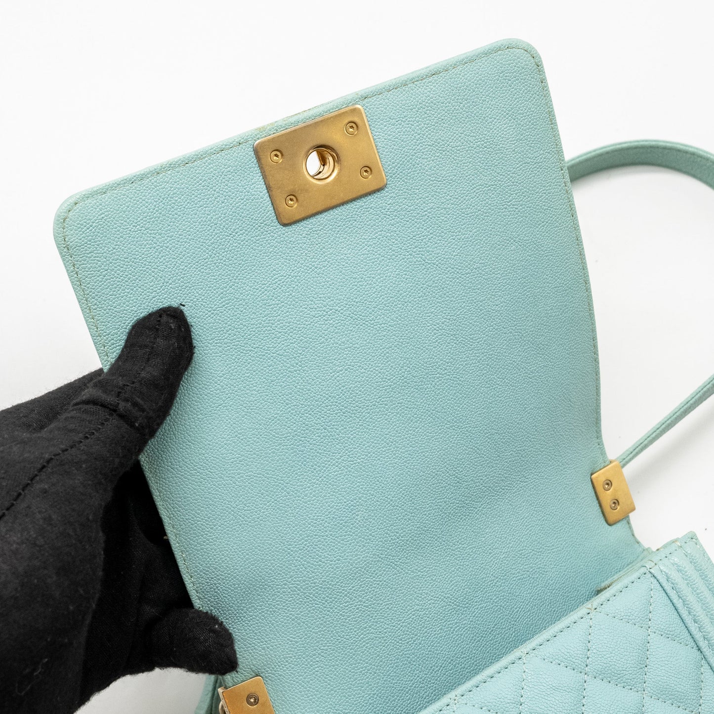 Chanel North South Boy Bag Caviar Light Blue