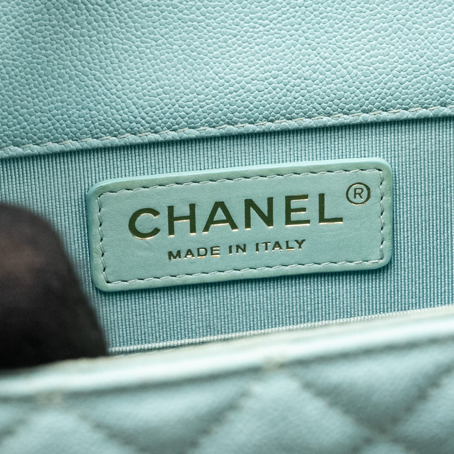 Chanel North South Boy Bag Caviar Light Blue