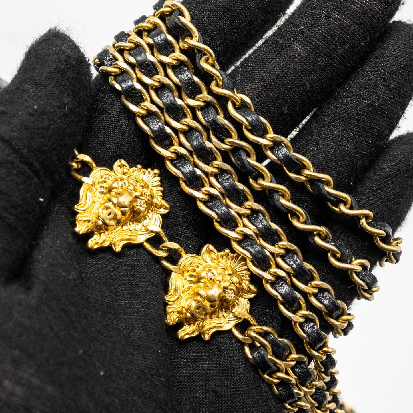 CHANEL 23A Lion Charms Wallet On Chain Lambskin Black  (microchip)