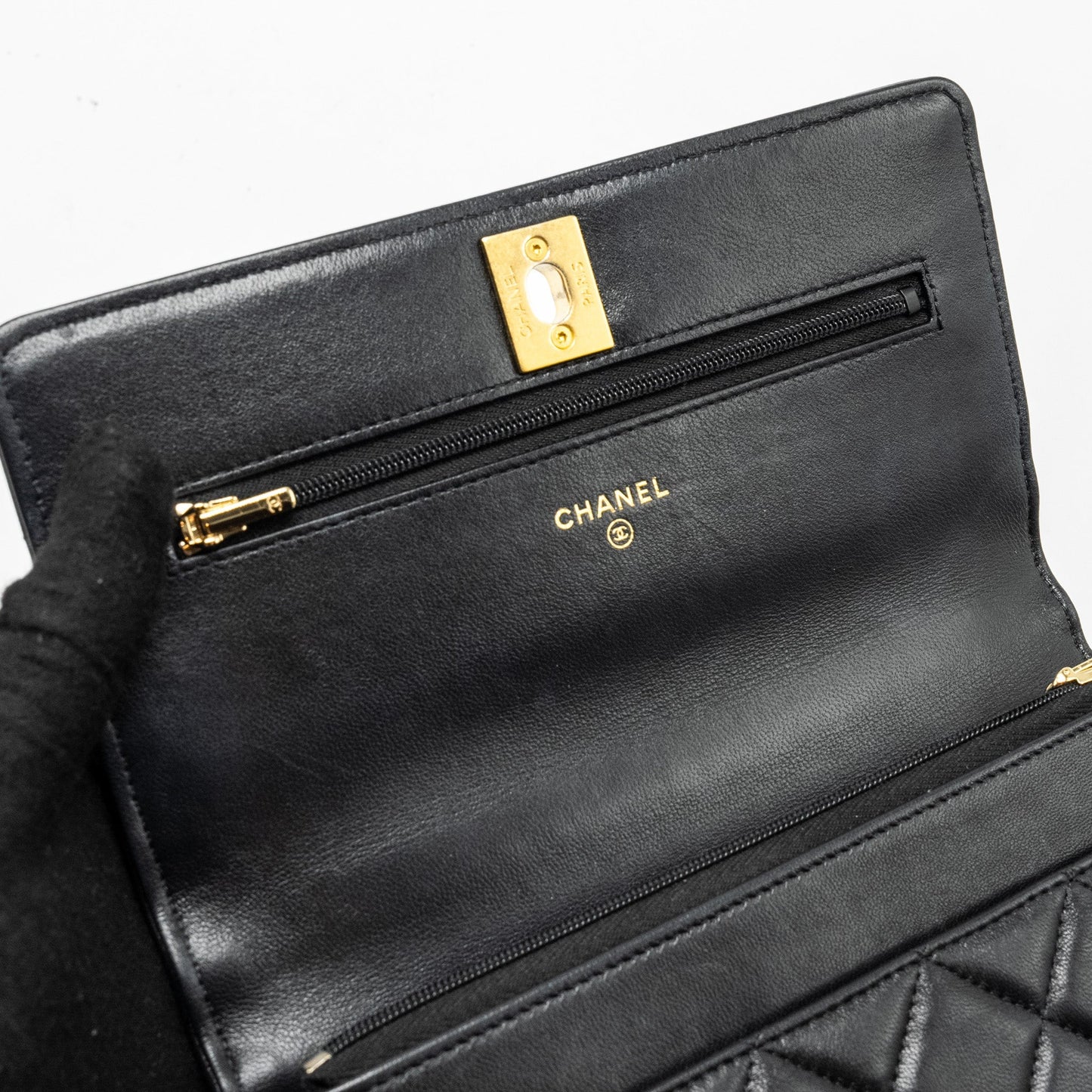 CHANEL 23A Lion Charms Wallet On Chain Lambskin Black  (microchip)