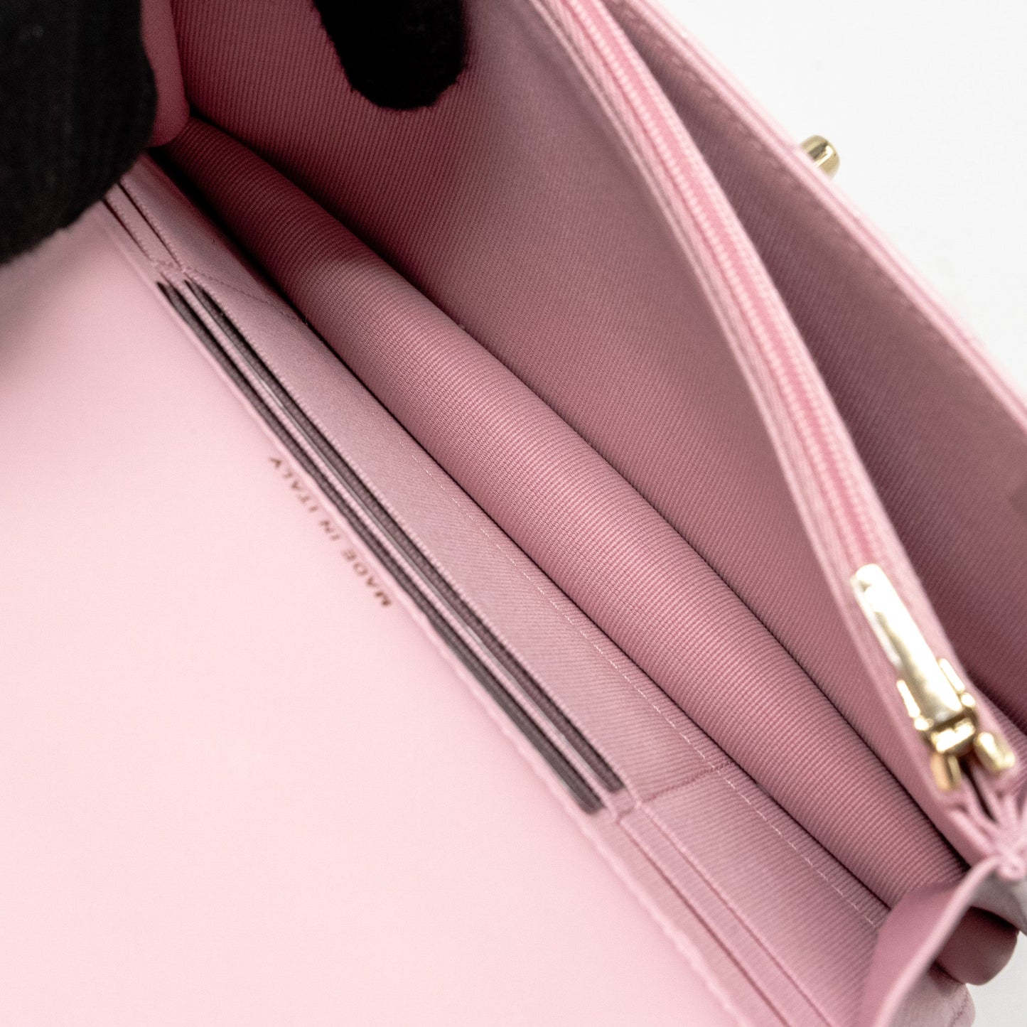 Chanel Pearl Detailed Top Handel Wallet On Chain Lambskin Pink L (Microchip)