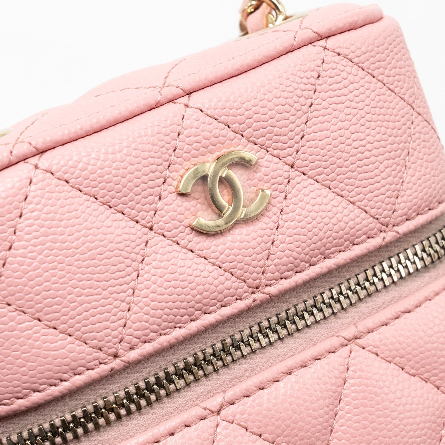 Chanel Vanity Phone Holder With Chain Caviar Pink L