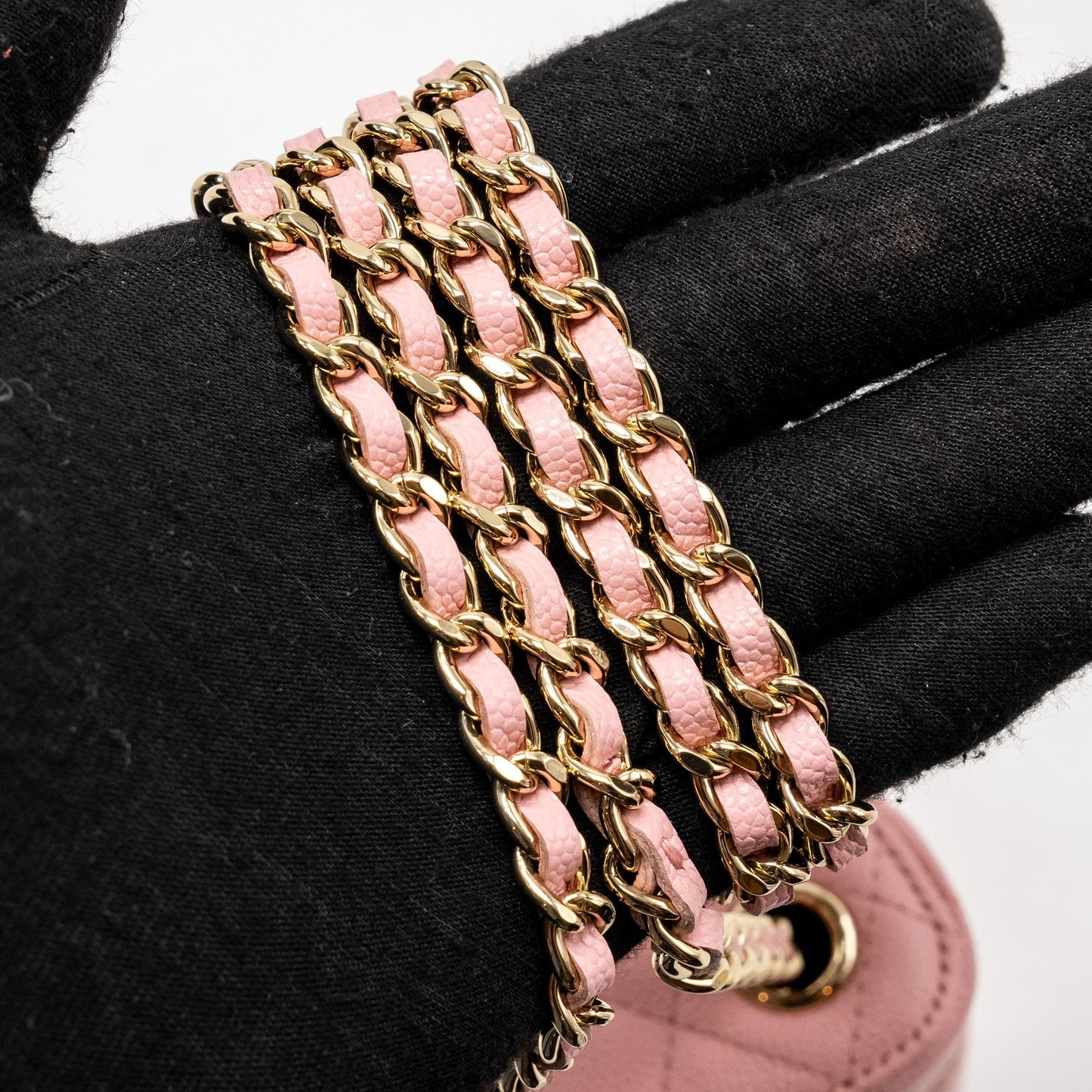 Chanel Vanity Phone Holder With Chain Caviar Pink L