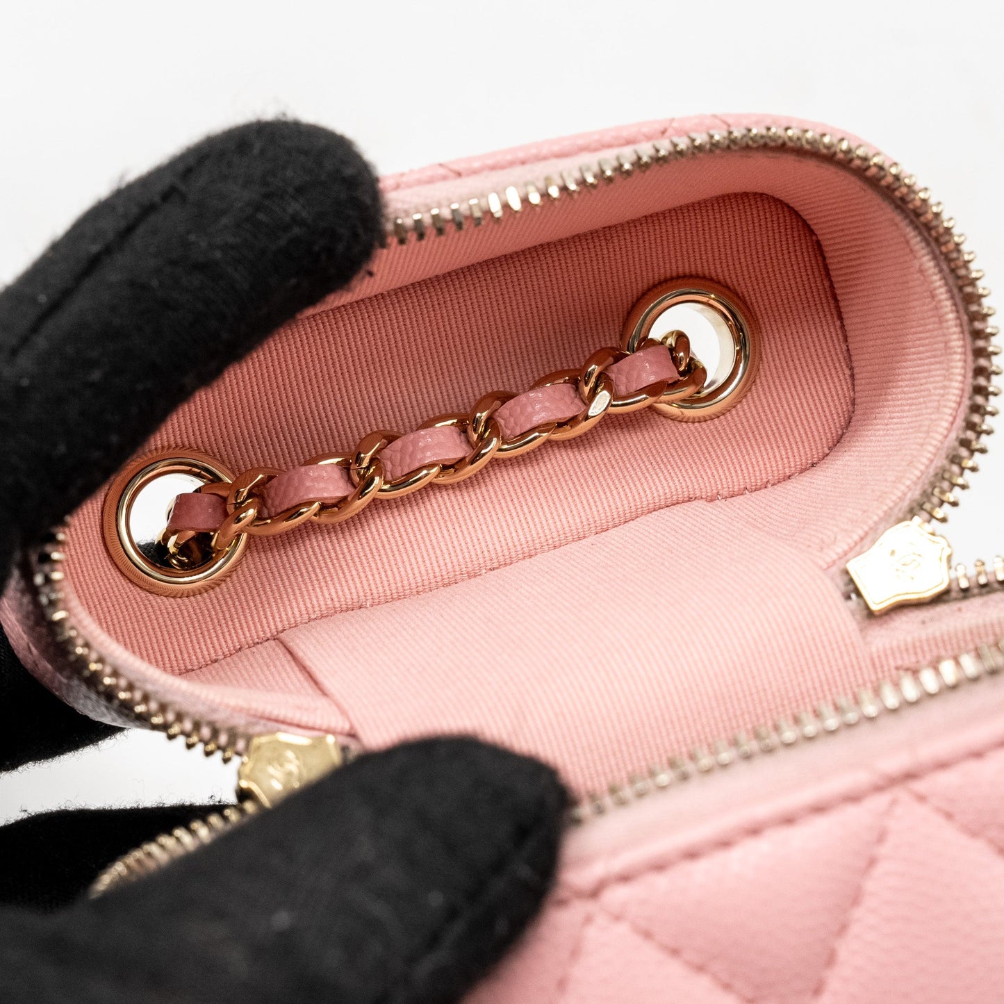 Chanel Vanity Phone Holder With Chain Caviar Pink L