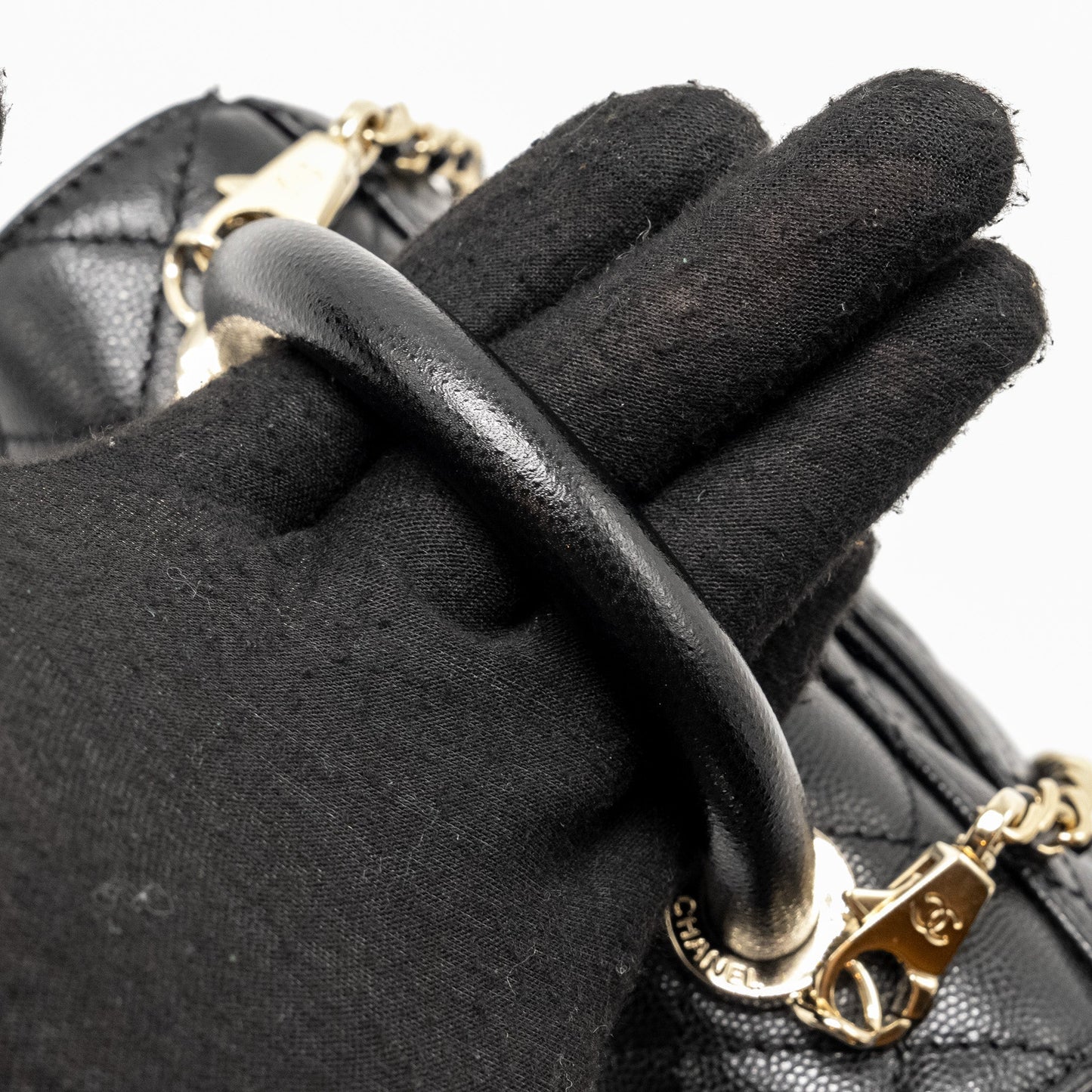 CHANEL Mini Coco Handle Caviar Black L (Microchip)