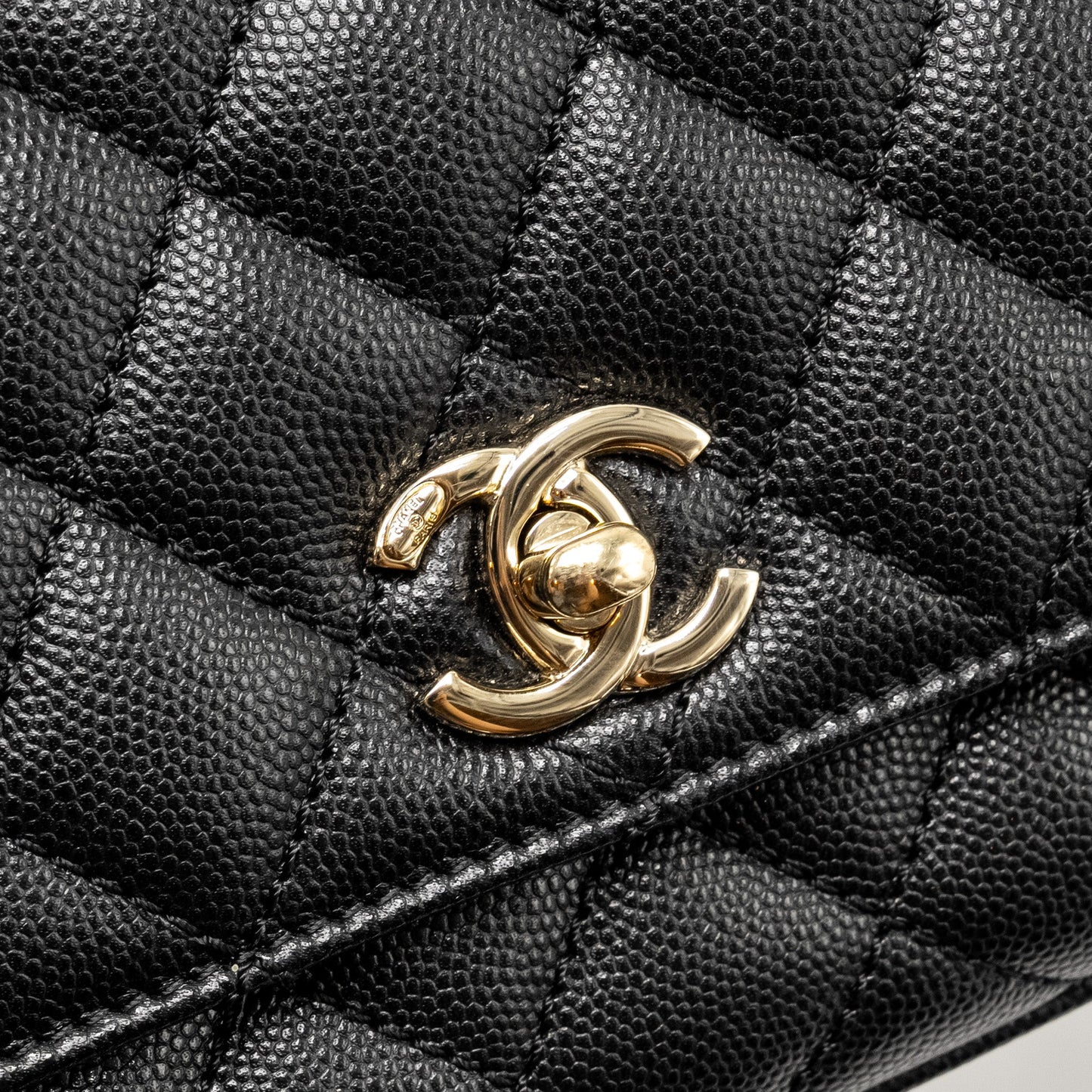 CHANEL Mini Coco Handle Caviar Black L (Microchip)