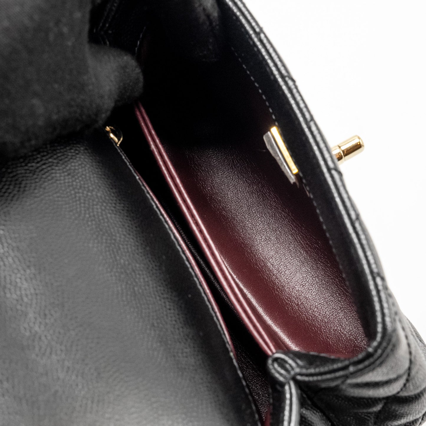 CHANEL Mini Coco Handle Caviar Black L (Microchip)