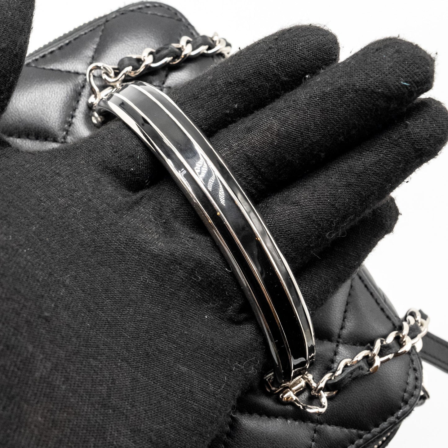 Chanel Top Handle Long Vanity Case Lambskin BLACK  (Microchip)