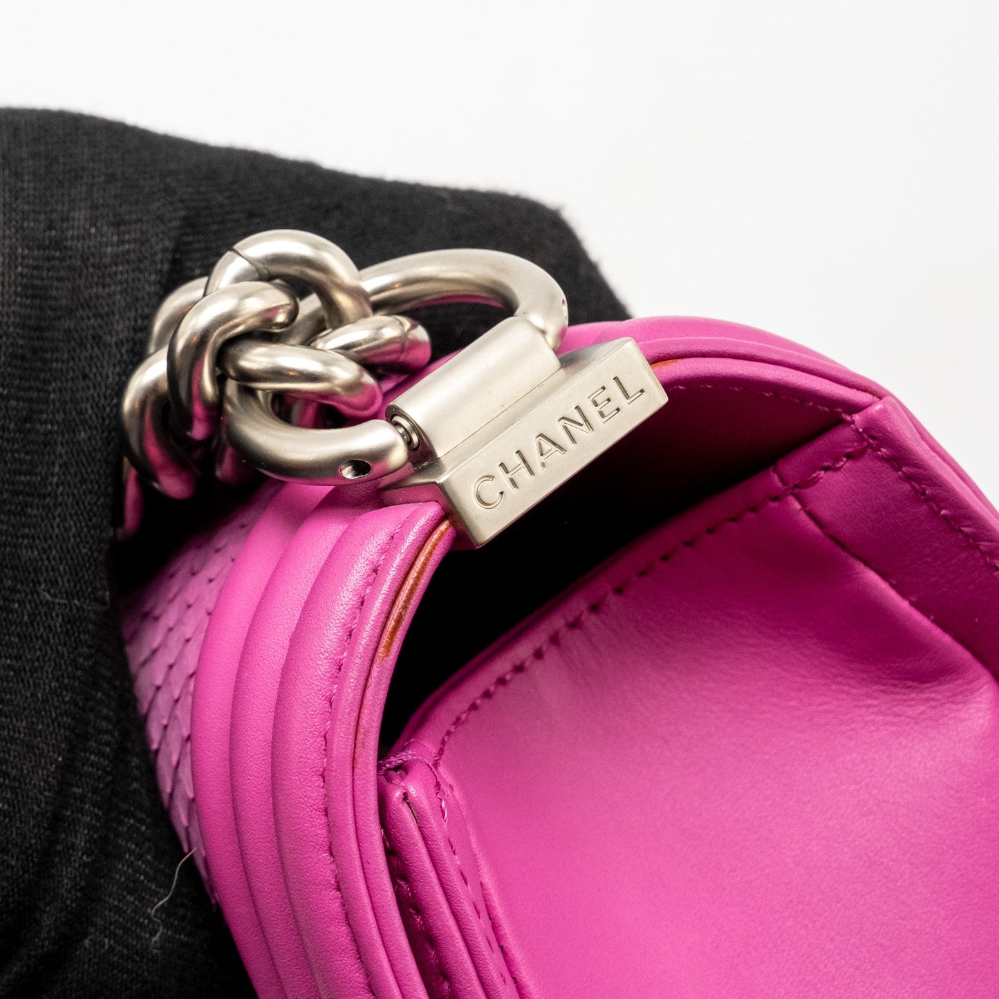 Chanel Medium Boy Flap Bag Python Pink Brushed
