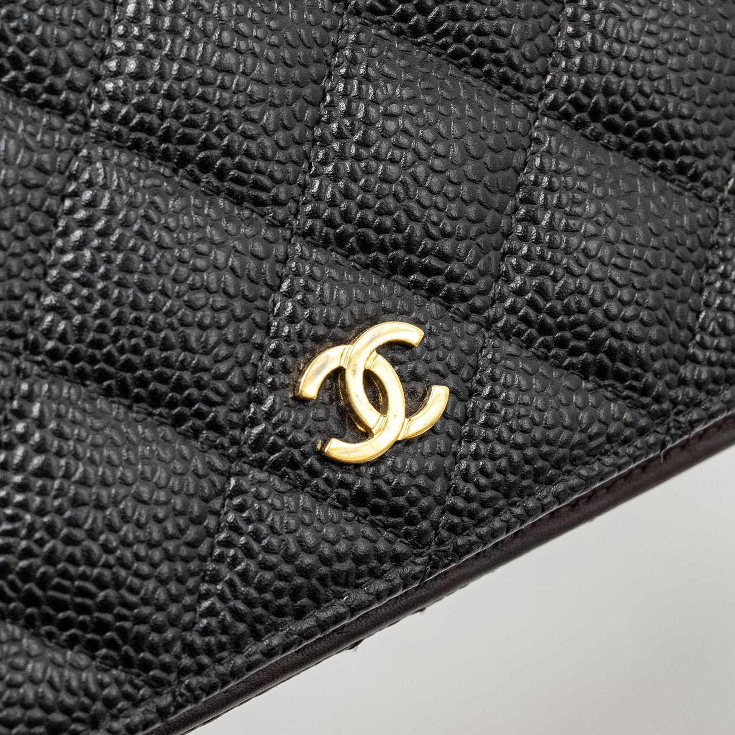 Chanel Compact Long Wallet Caviar Black