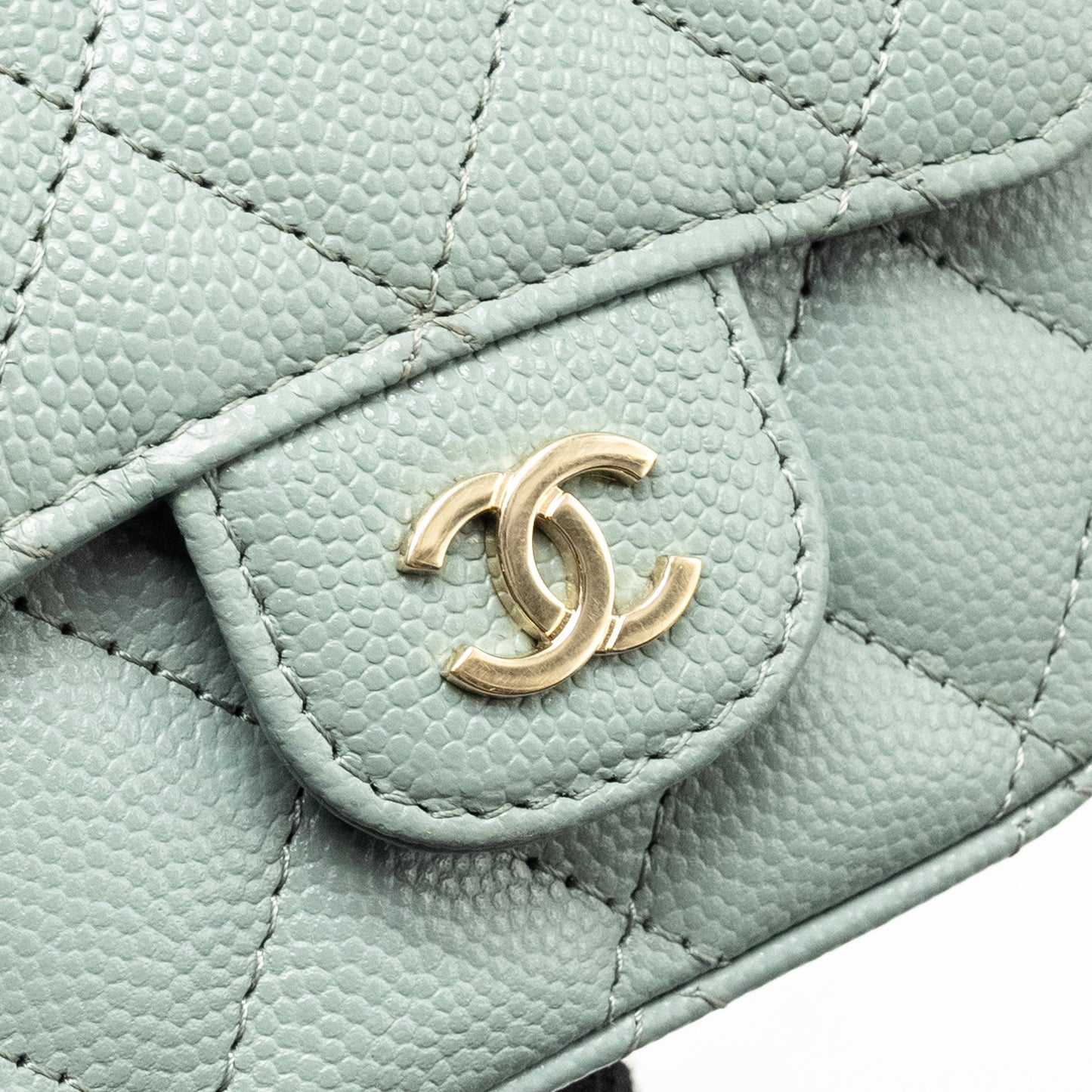 Chanel Mini Flap Vanity With Chain Caviar Light Green L