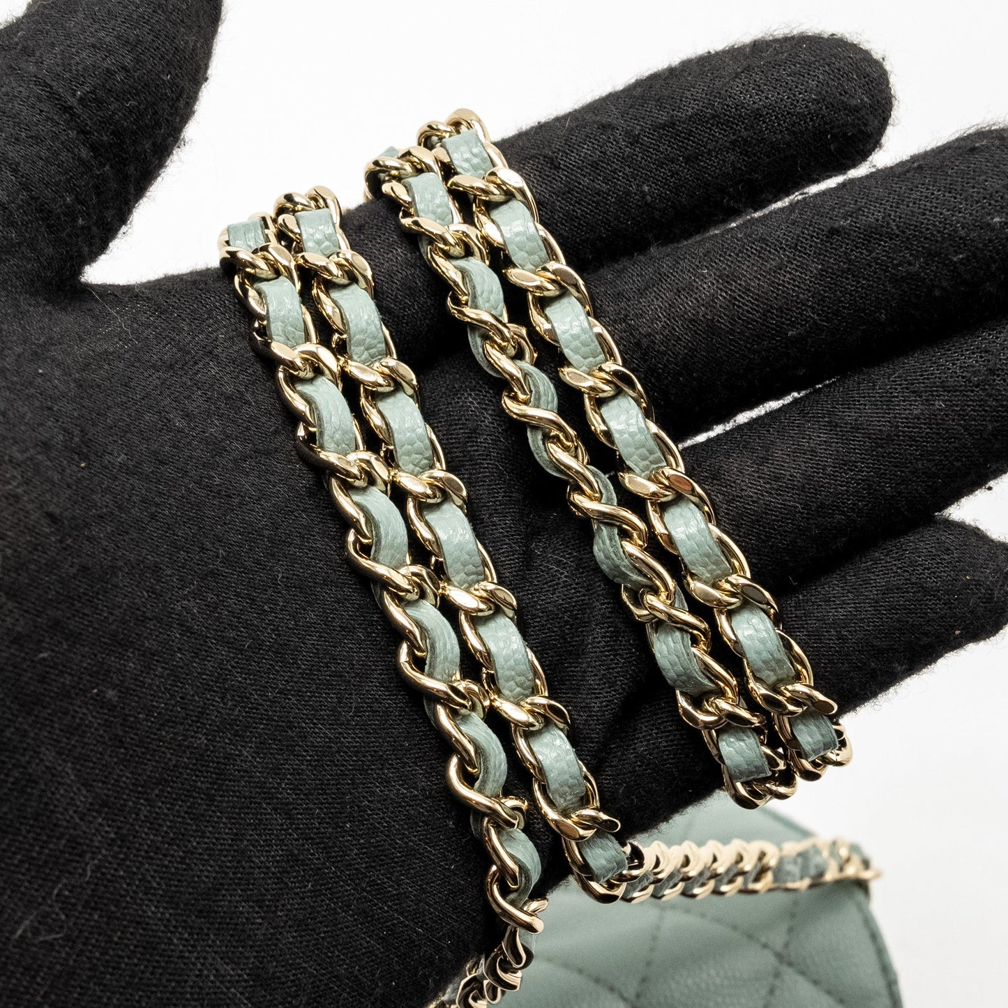 Chanel Mini Flap Vanity With Chain Caviar Light Green L