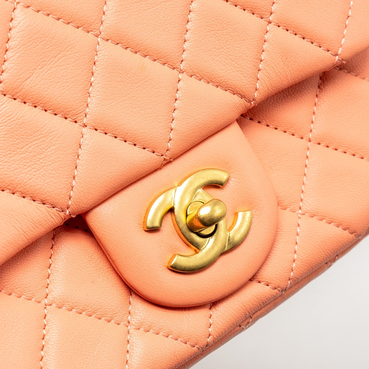 Chanel Pearl Crush Mini Square Lambskin Coral  (Microchip)