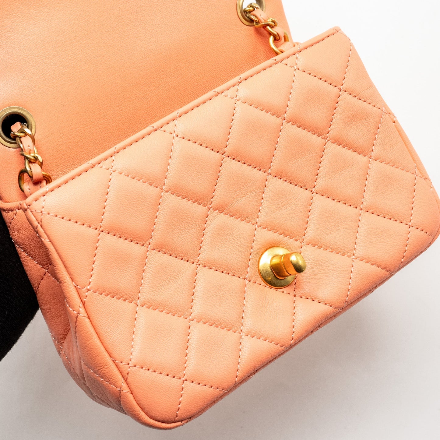 Chanel Pearl Crush Mini Square Lambskin Coral  (Microchip)
