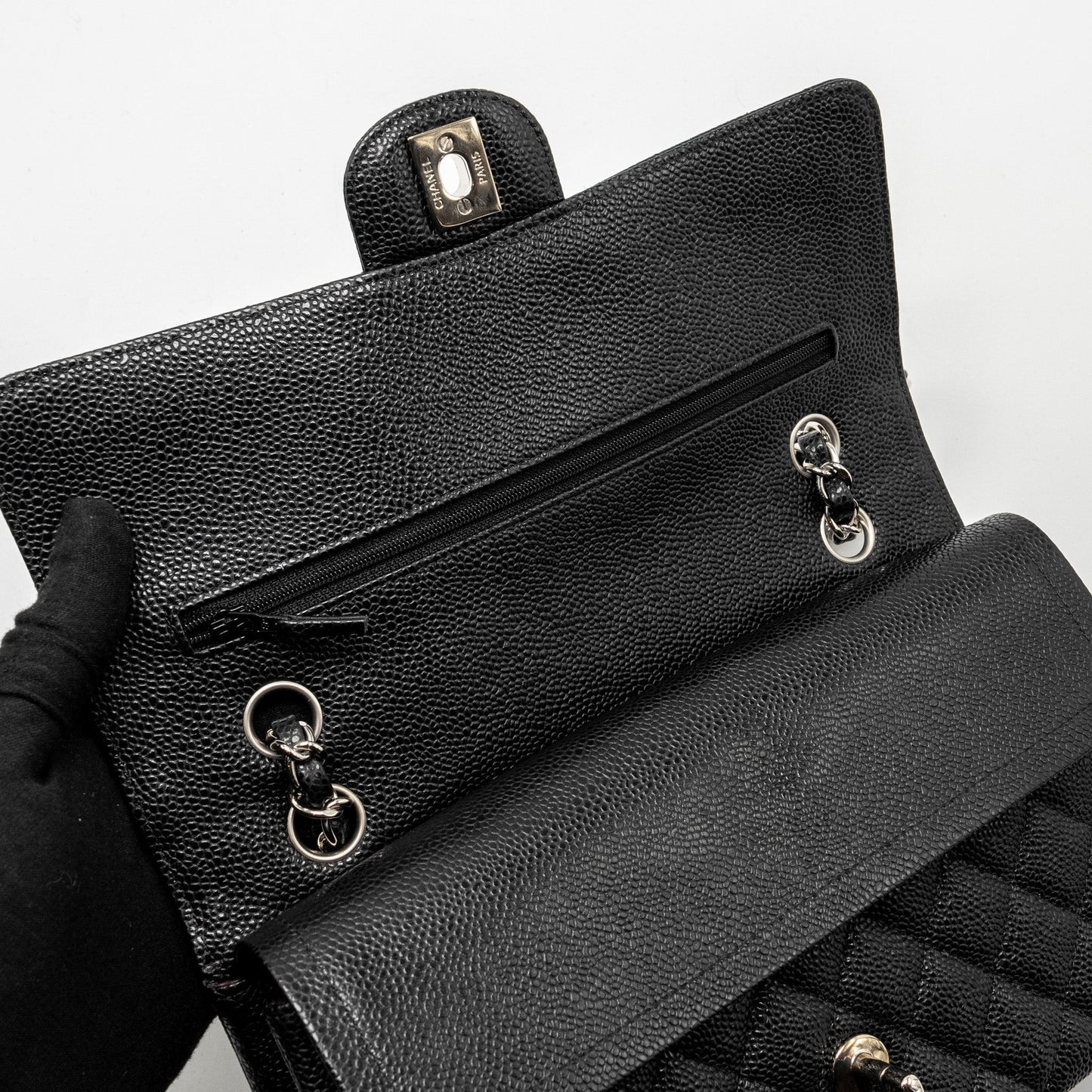 Chanel Medium Classic Double FLAP Bag Caviar Black