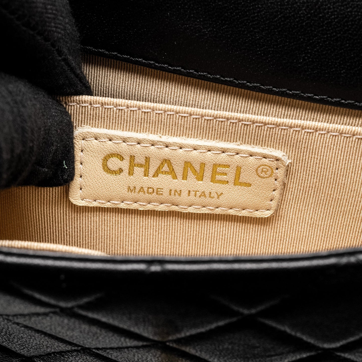 Chanel 19S Pearl Chain Quilted Vertical Flap Bag Lambskin Black