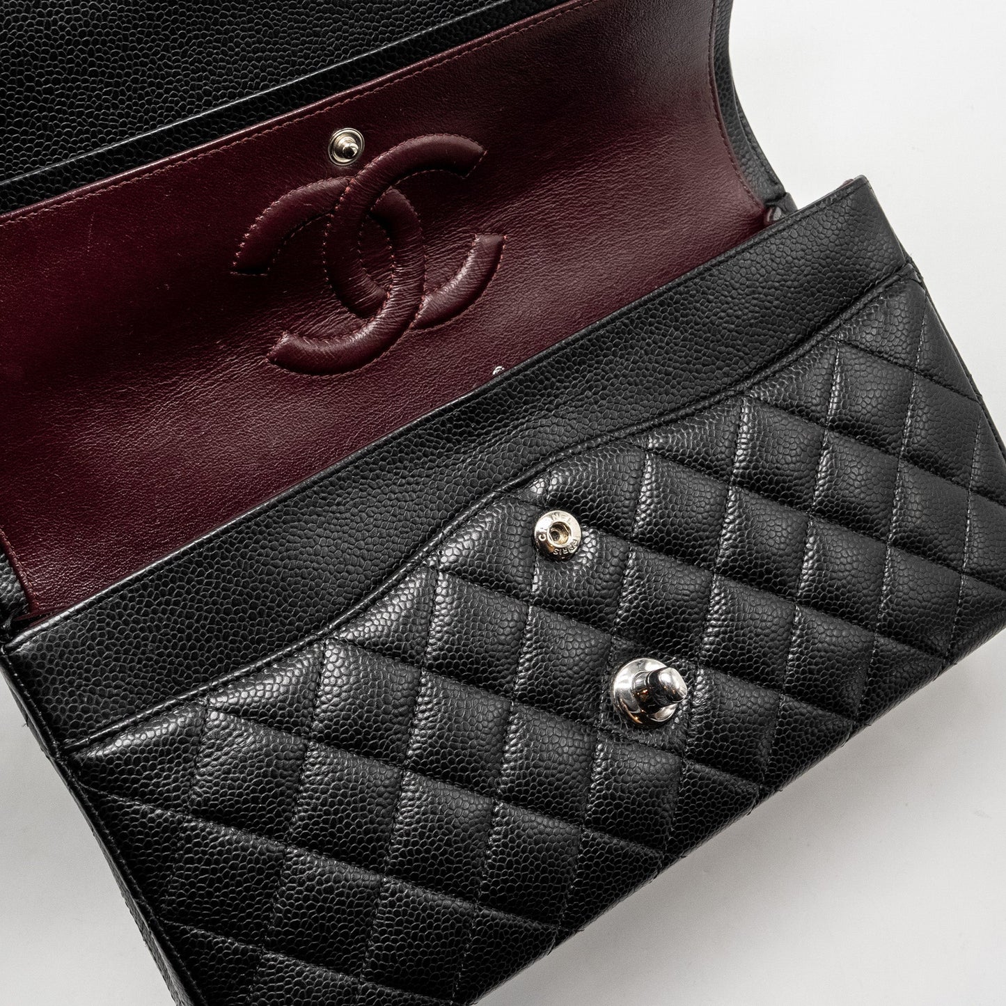 Chanel Medium Classic Double Flap Bag CAVIAR Black  (Microchip)