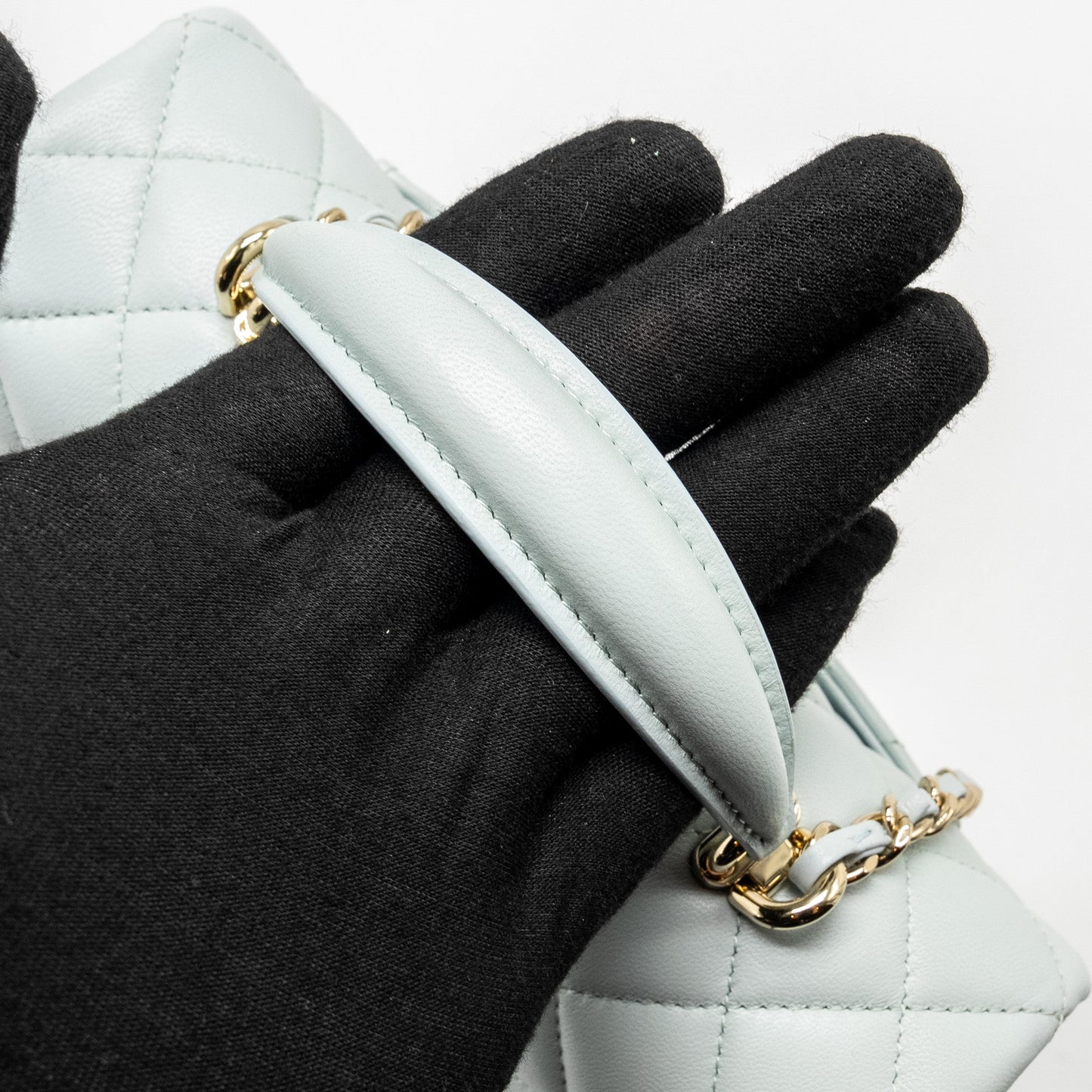 Chanel Top Handle Mini Rectangular Flap Bag Lambskin Light Blue L (microchip)