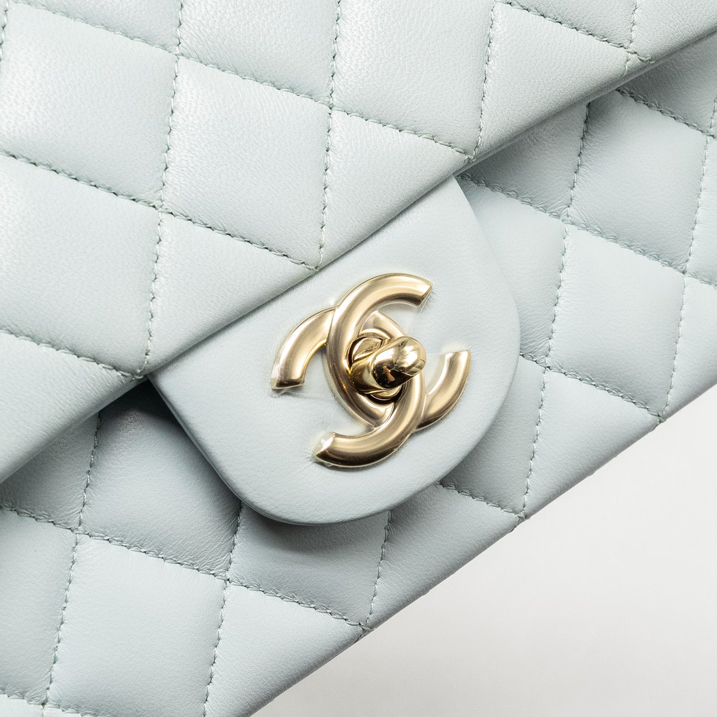 Chanel Top Handle Mini Rectangular Flap Bag Lambskin Light Blue L (microchip)