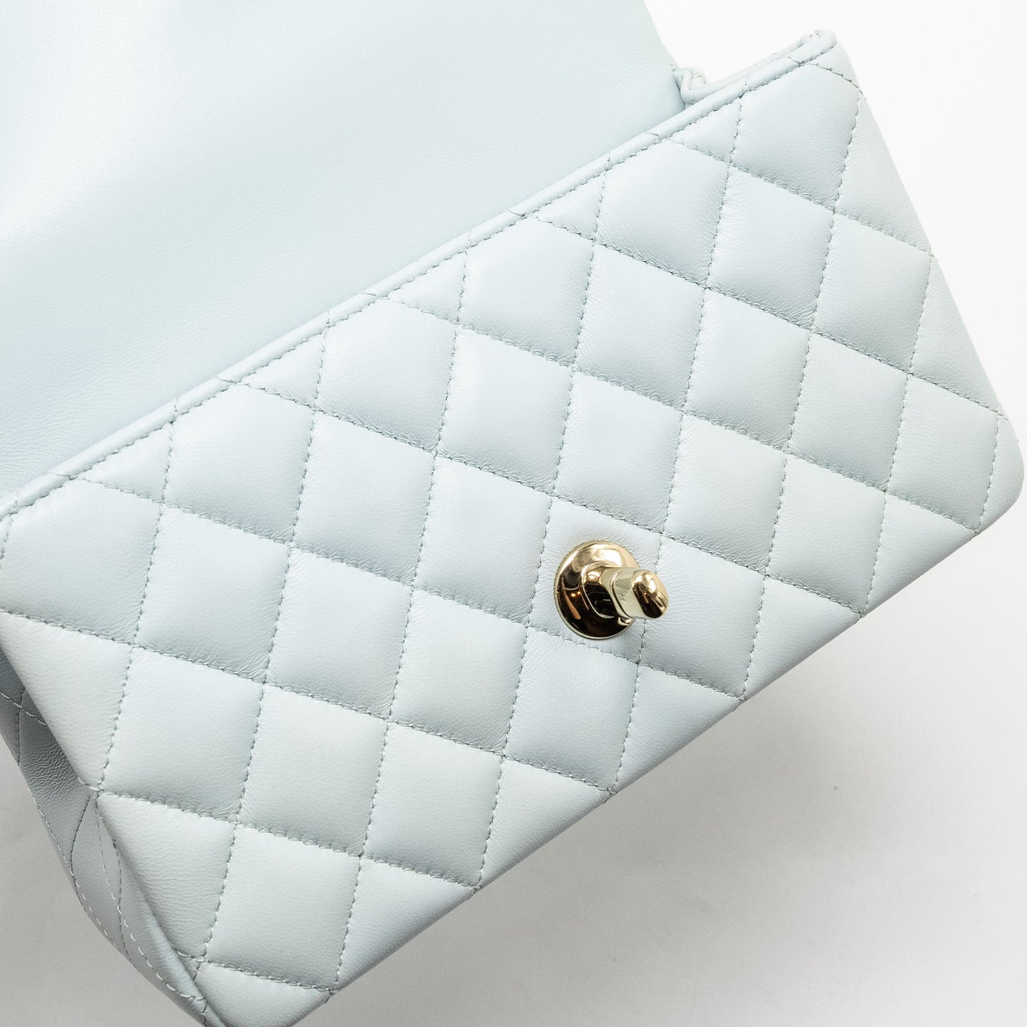 Chanel Top Handle Mini Rectangular Flap Bag Lambskin Light Blue L (microchip)