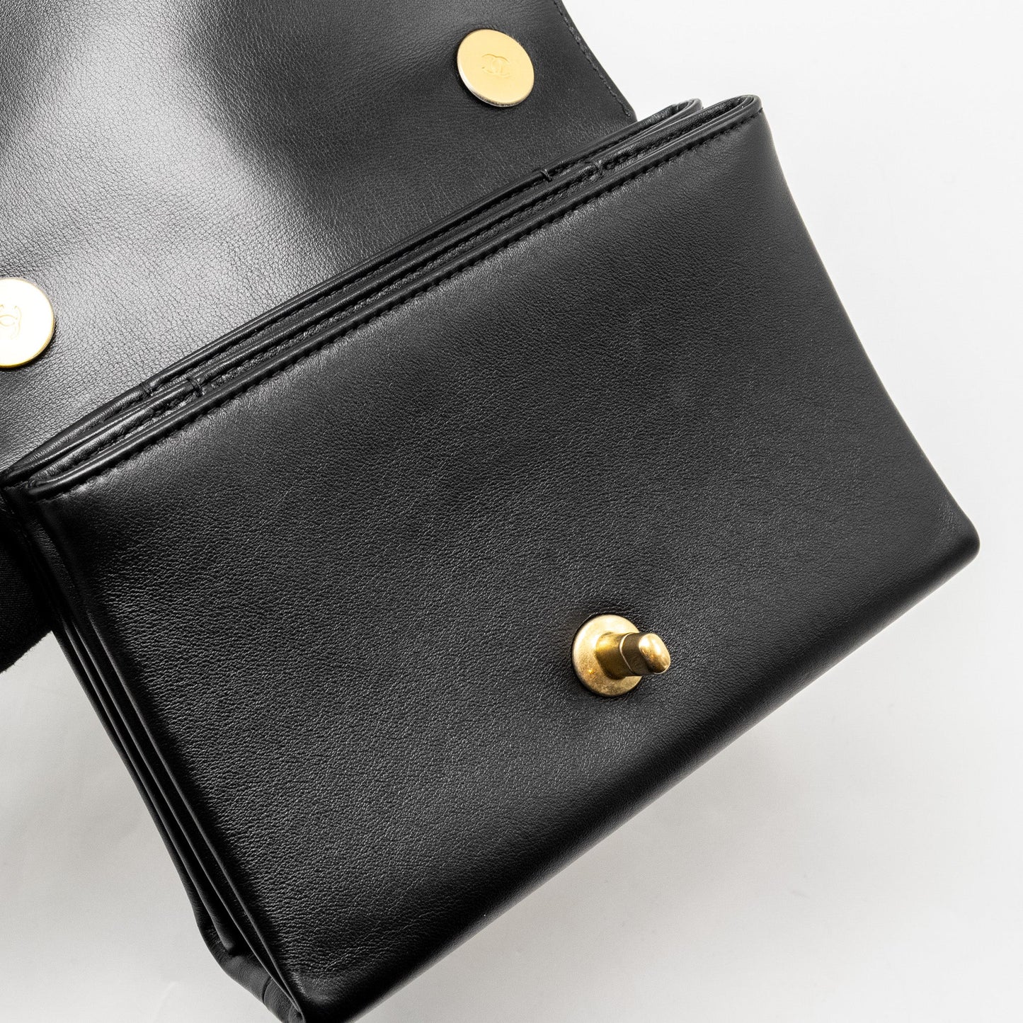 CHANEL Seasonal Flap Bag Giant Chain Handle with Pearl Calfskin Black Brush  (Microchip)