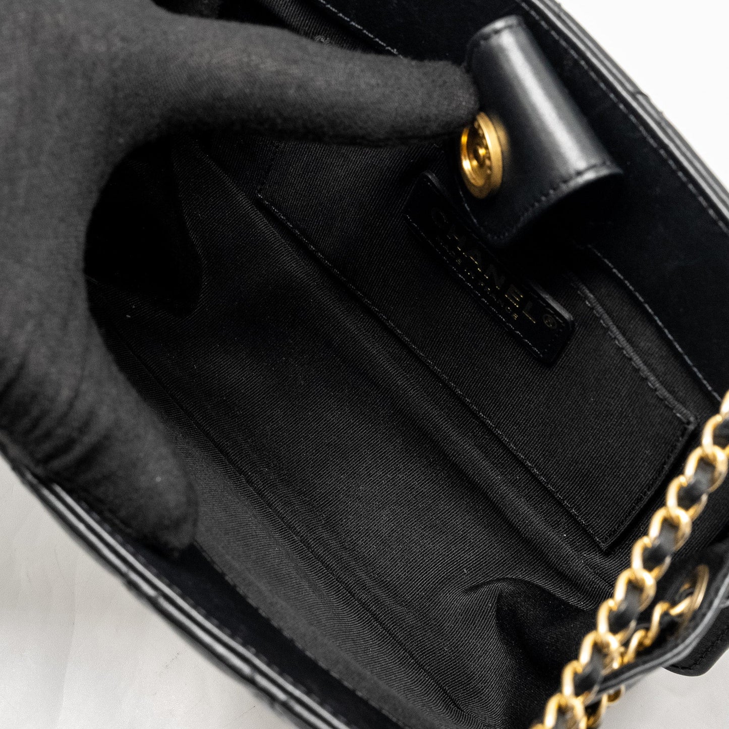 CHANEL Giant CC Logo Mini Tote Bag Lambskin Black