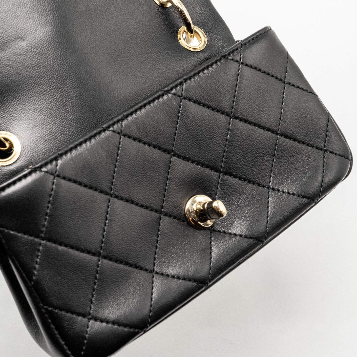 CHANEL Enamel CC Logo Quilted Rectangular Flap Bag Lambskin Black L