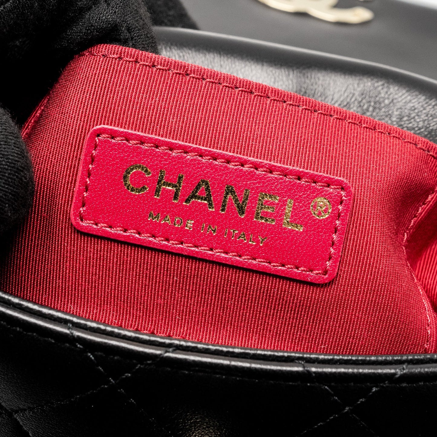 CHANEL Enamel CC Logo Quilted Rectangular Flap Bag Lambskin Black L