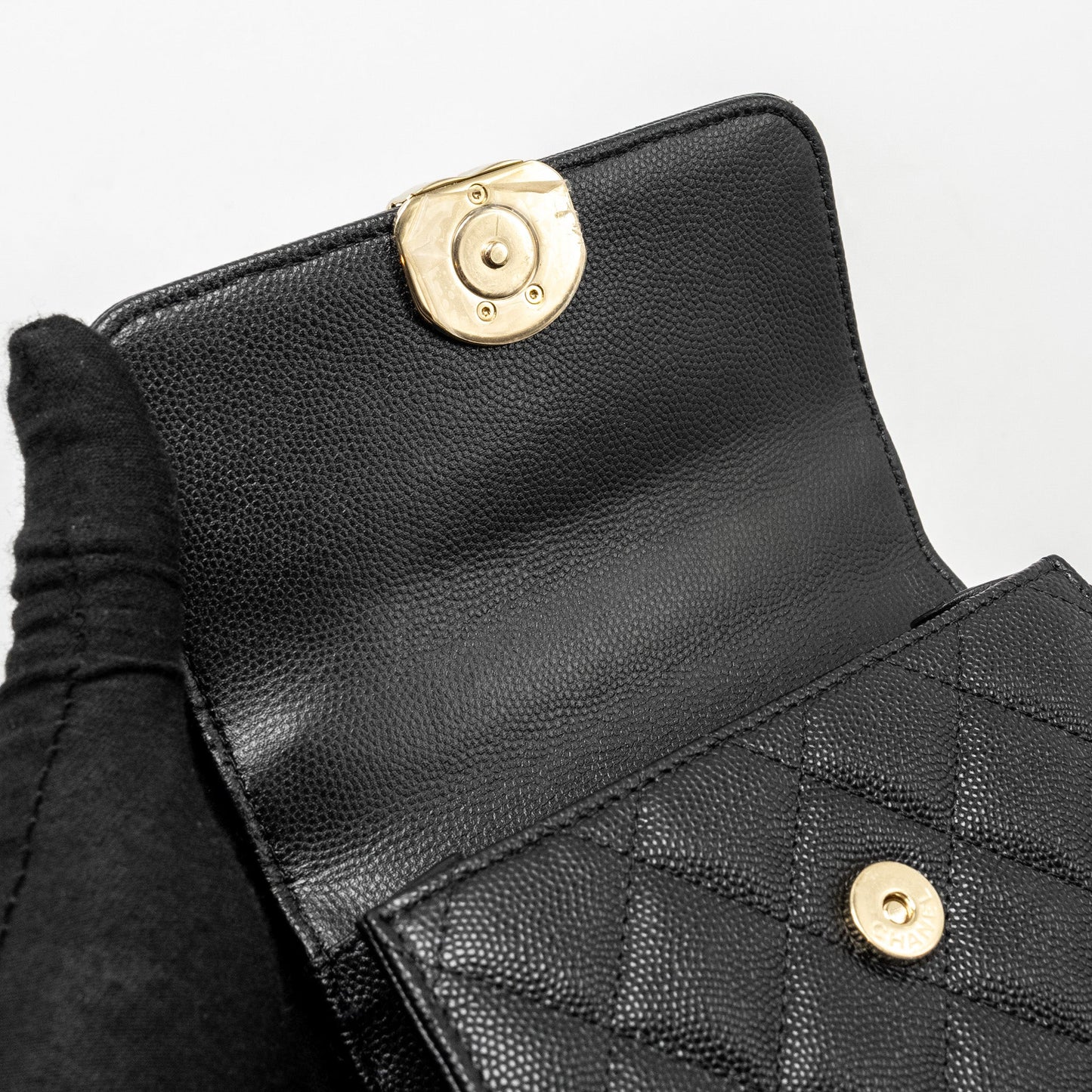Chanel Top Handle Mini Flap Bag with Chain caviar black L (microchip)