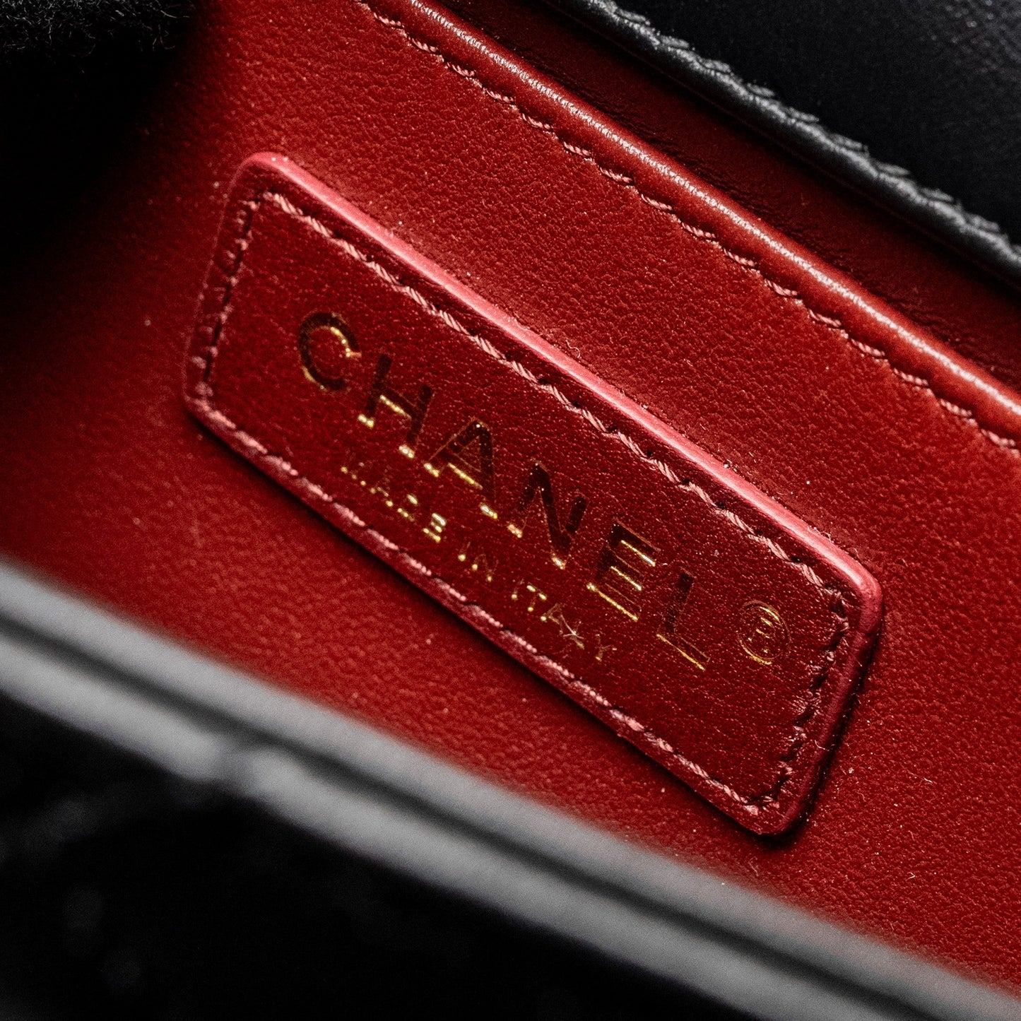 Chanel gold crush mini flap bag calfskin black  (microchip)